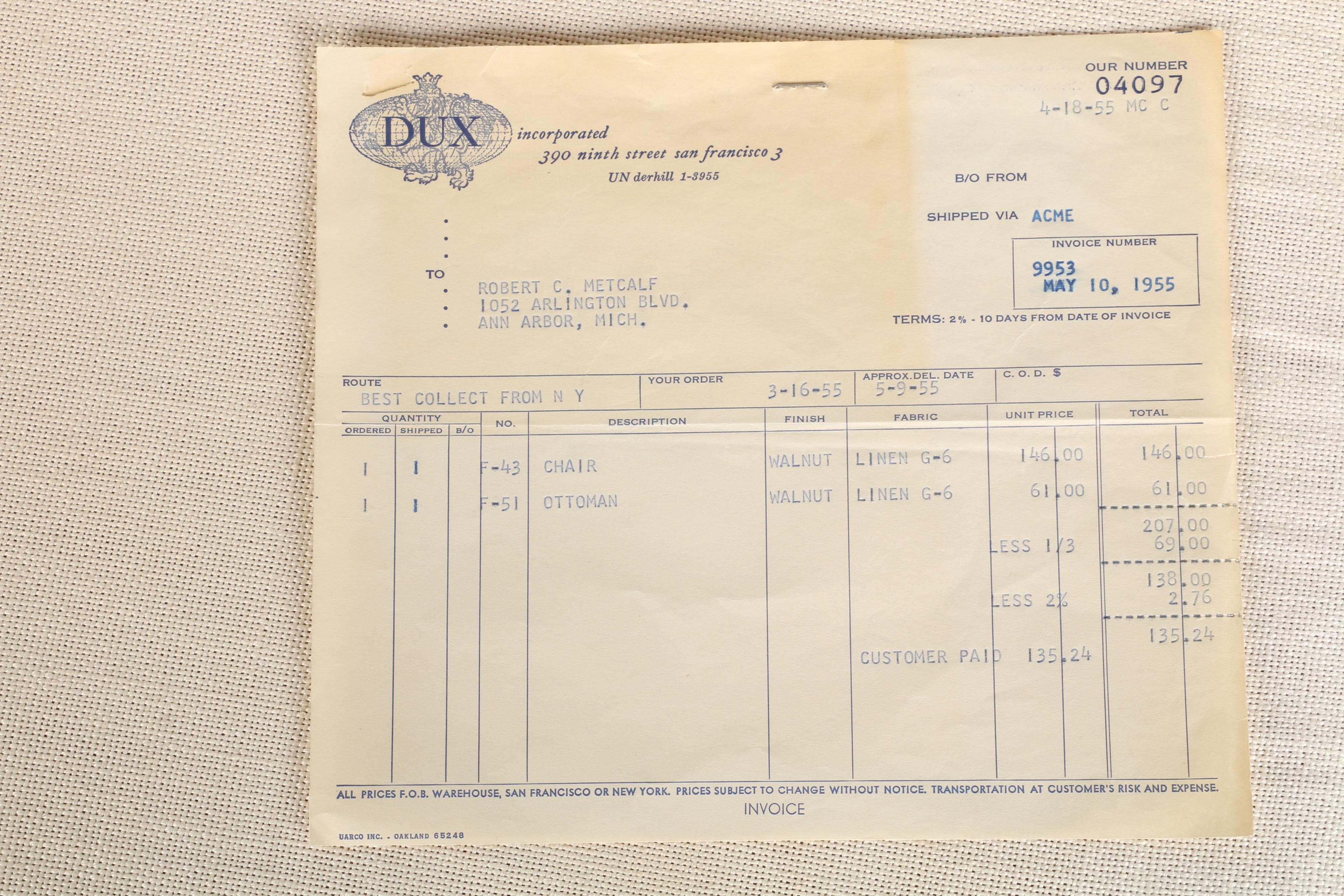 White Dux Modern Chair with Matching Ottoman