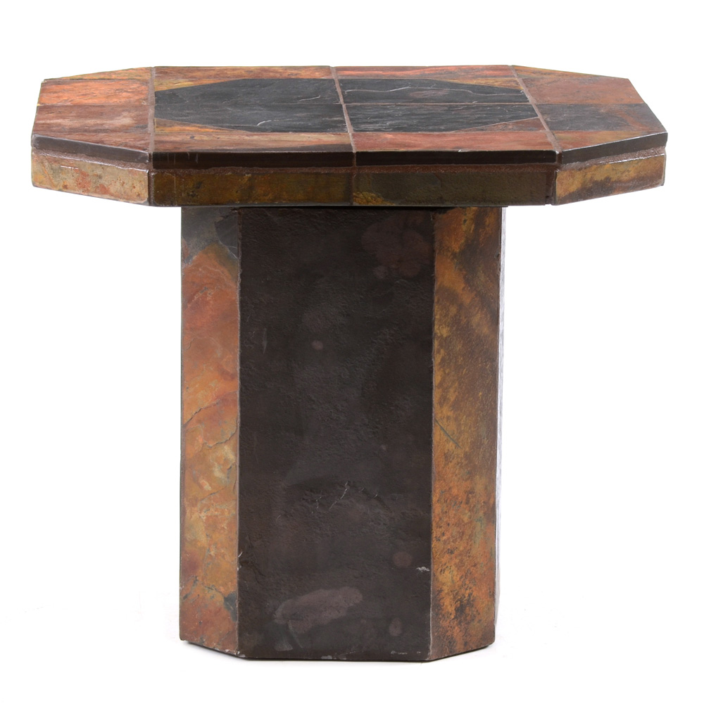 Slate Pedestal End Table