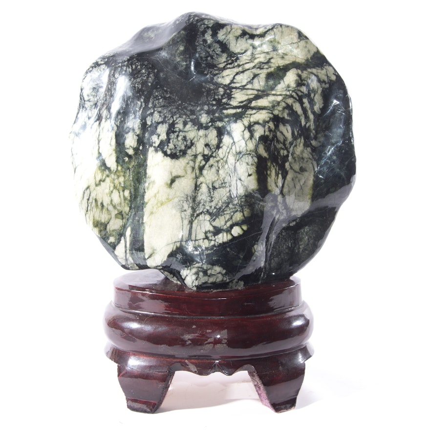 Chinese Marble Scholar's Rock with Stand