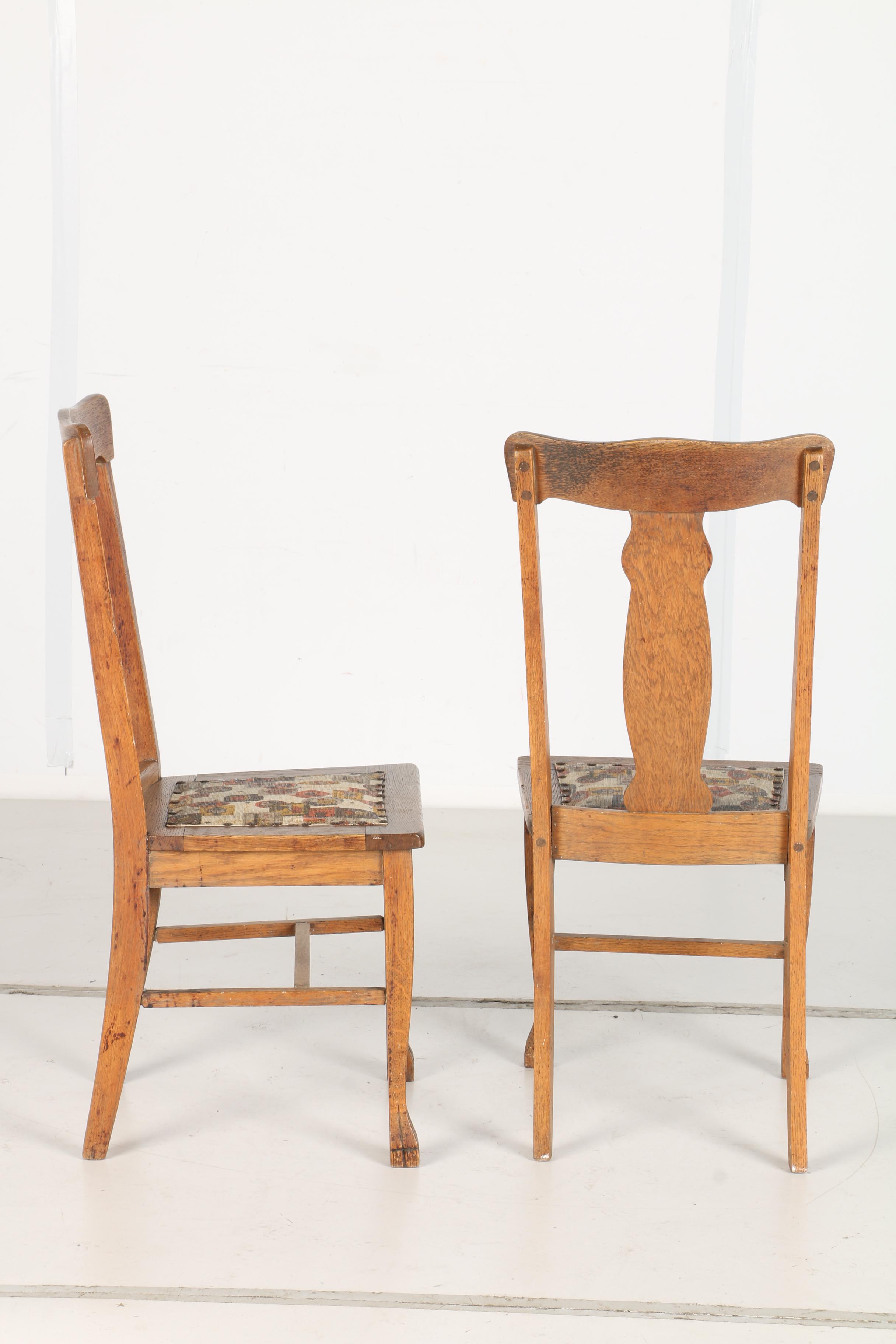 Early 20th Century Oak Side Chairs