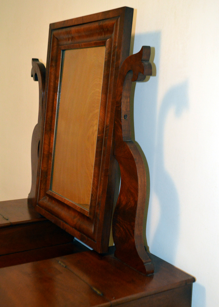 Antique Empire Style Mahogany Dresser With Mirror