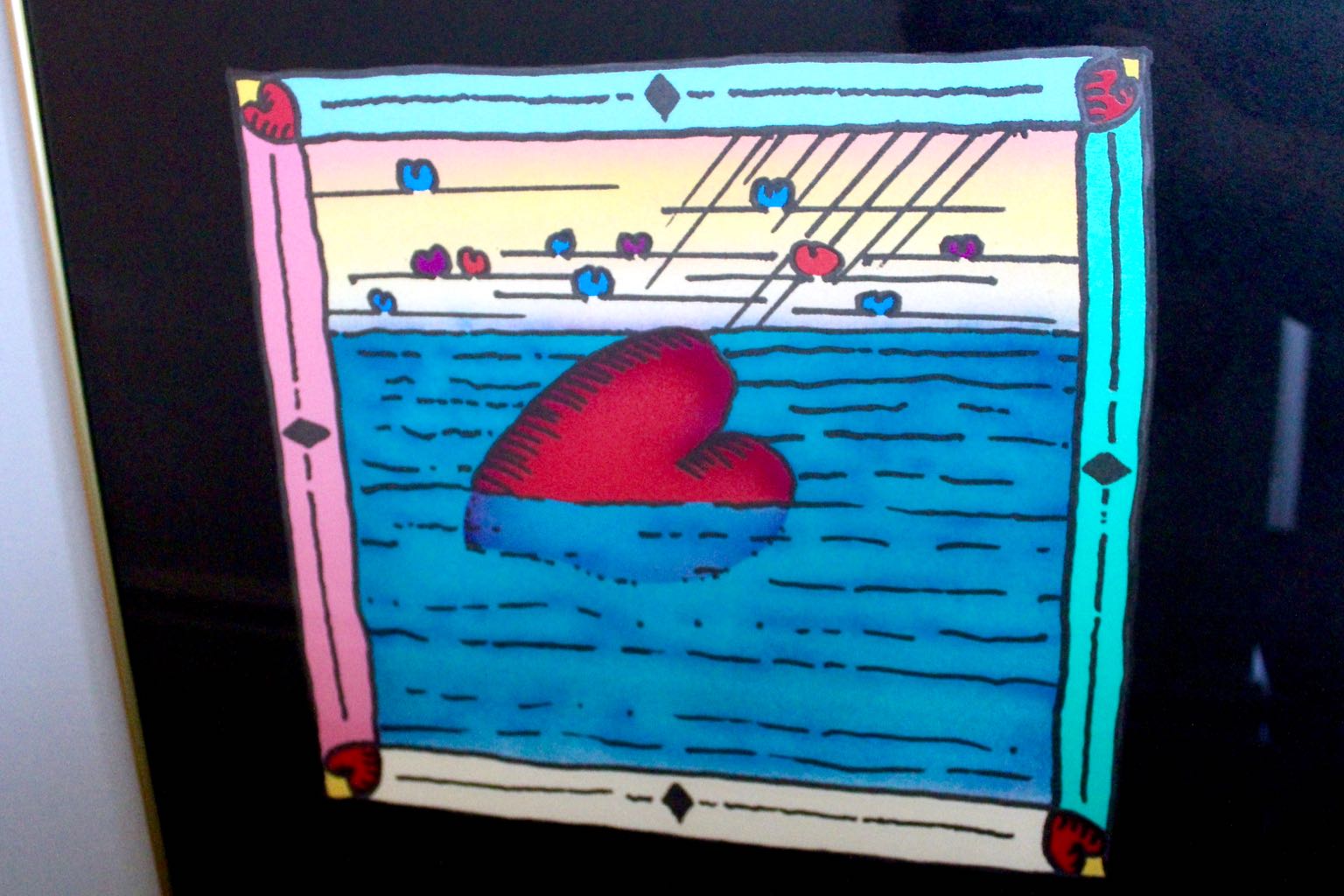 Framed D.G. Smith 1985 Seattle Winn Art Expo Heart Poster