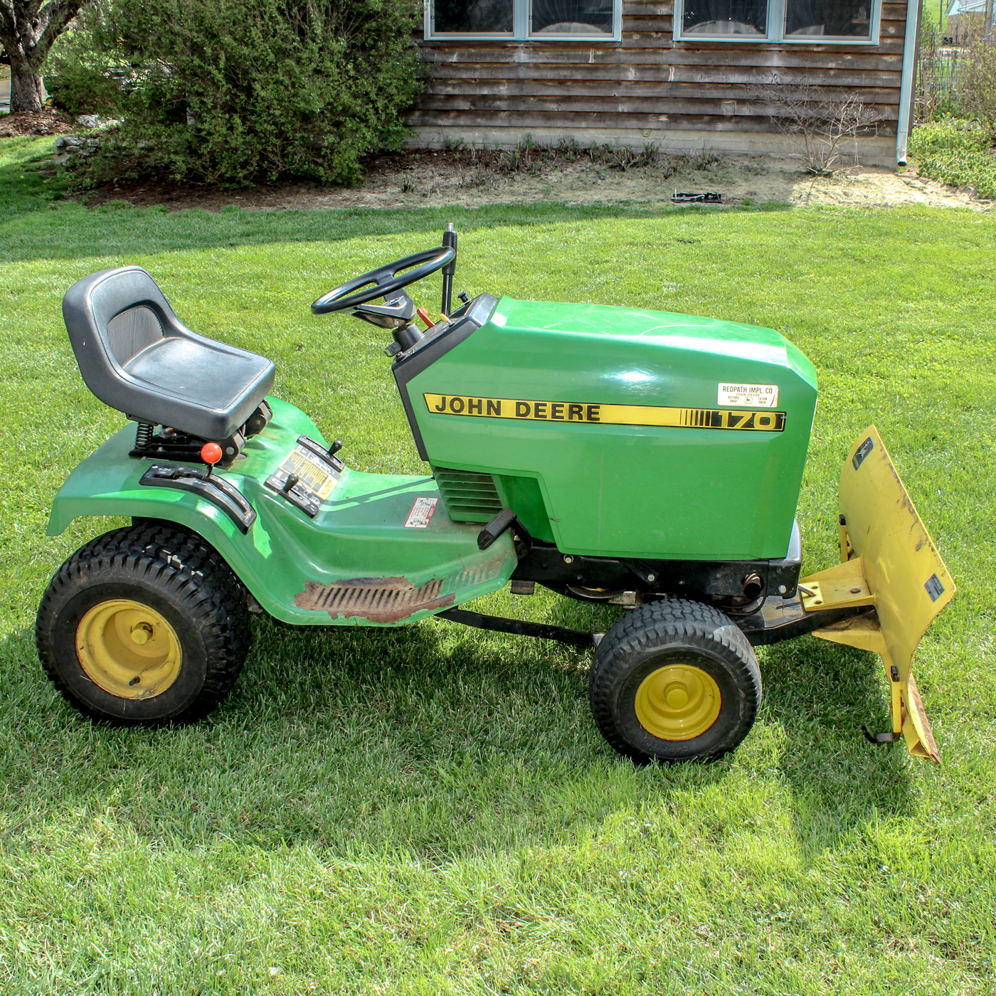 John Deere 170 Riding Mower with Snow Plow
