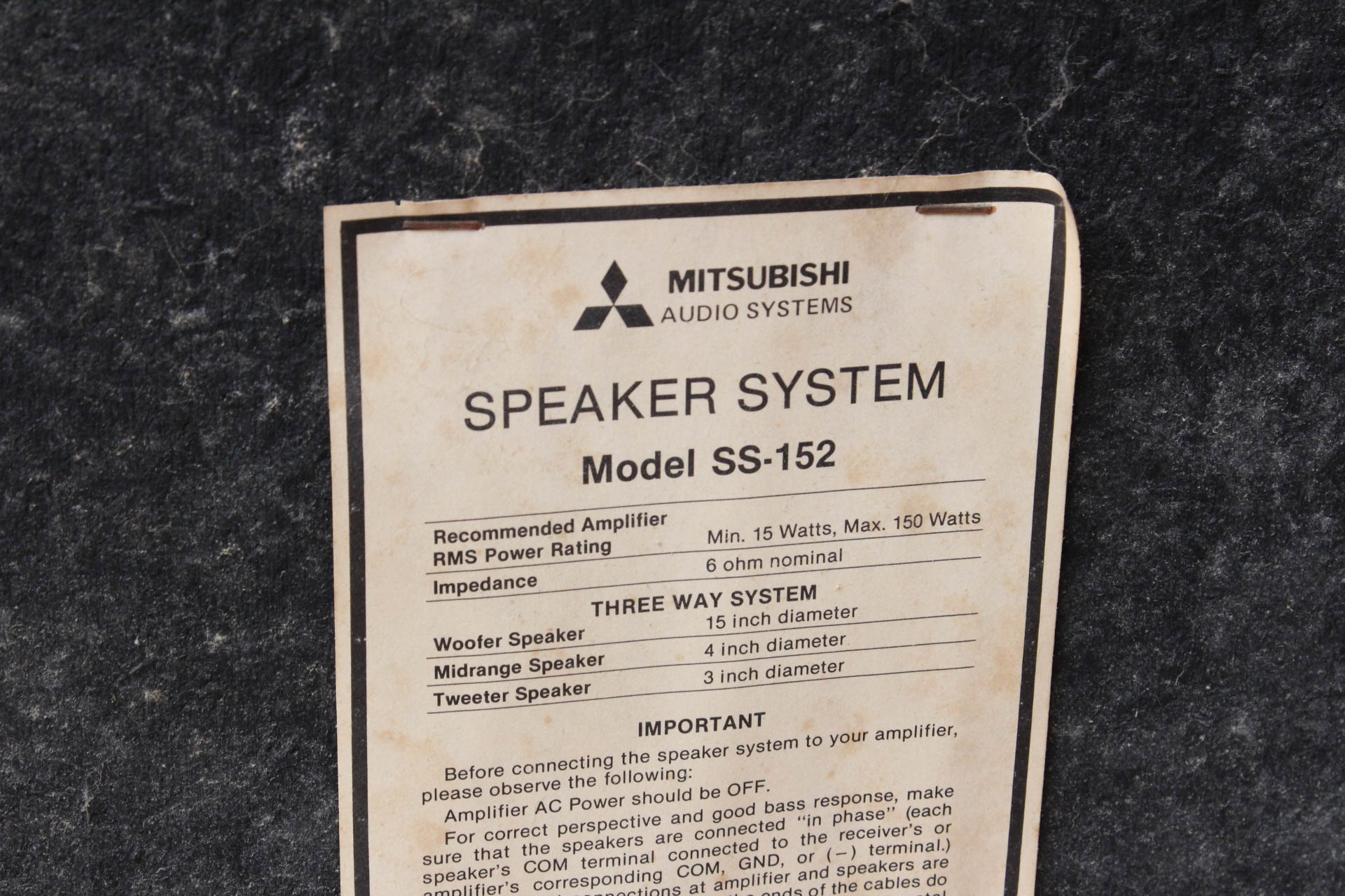 Mitsubishi SS-152 Speakers