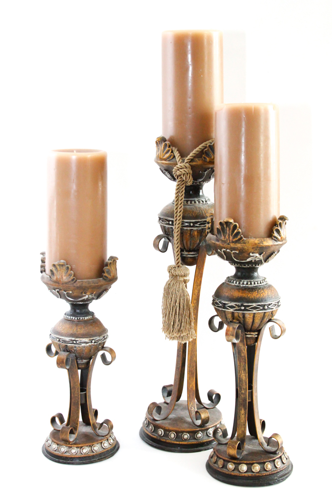 Metal and Wooden Candlesticks, Frames and Console Bowl Decor