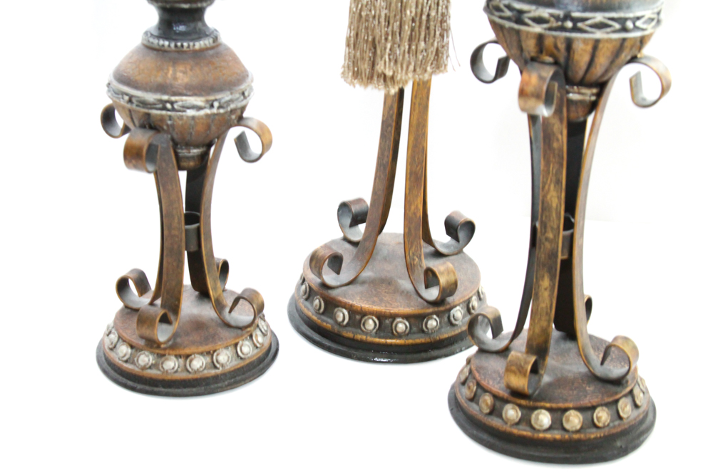 Metal and Wooden Candlesticks, Frames and Console Bowl Decor