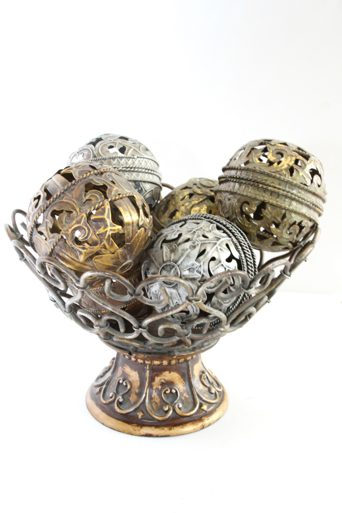 Metal and Wooden Candlesticks, Frames and Console Bowl Decor