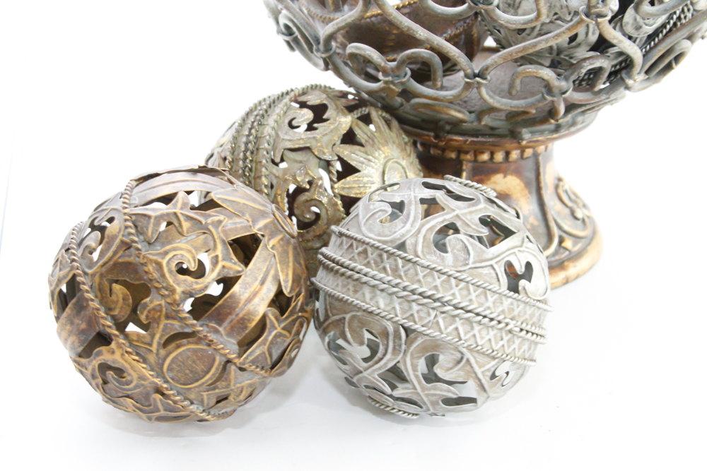 Metal and Wooden Candlesticks, Frames and Console Bowl Decor