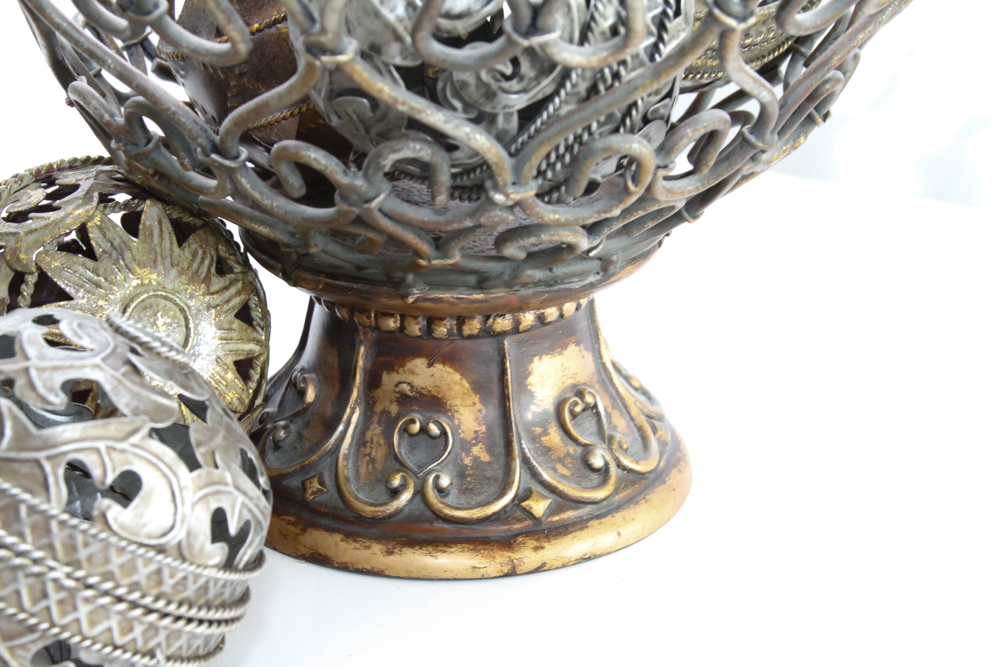 Metal and Wooden Candlesticks, Frames and Console Bowl Decor