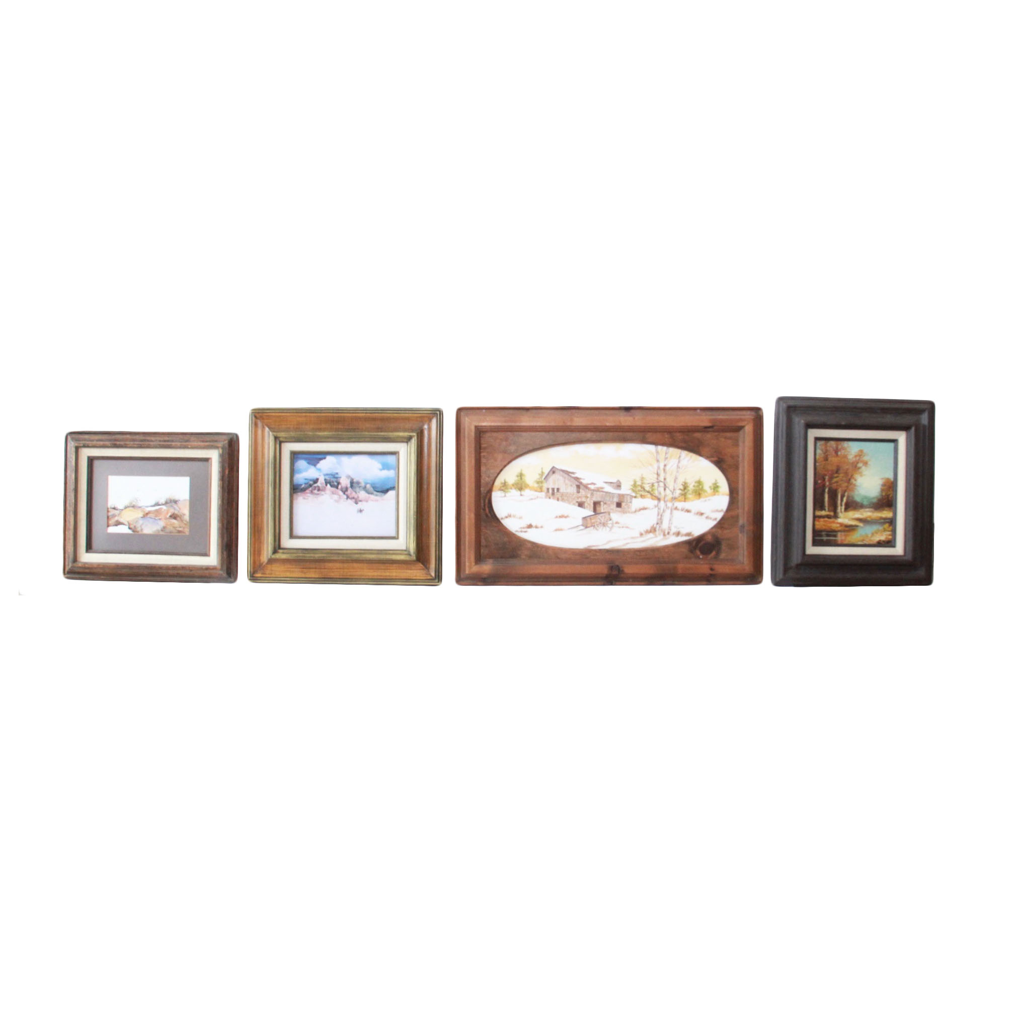 Acrylic on Paper and Offset Lithographs of Country Landscapes