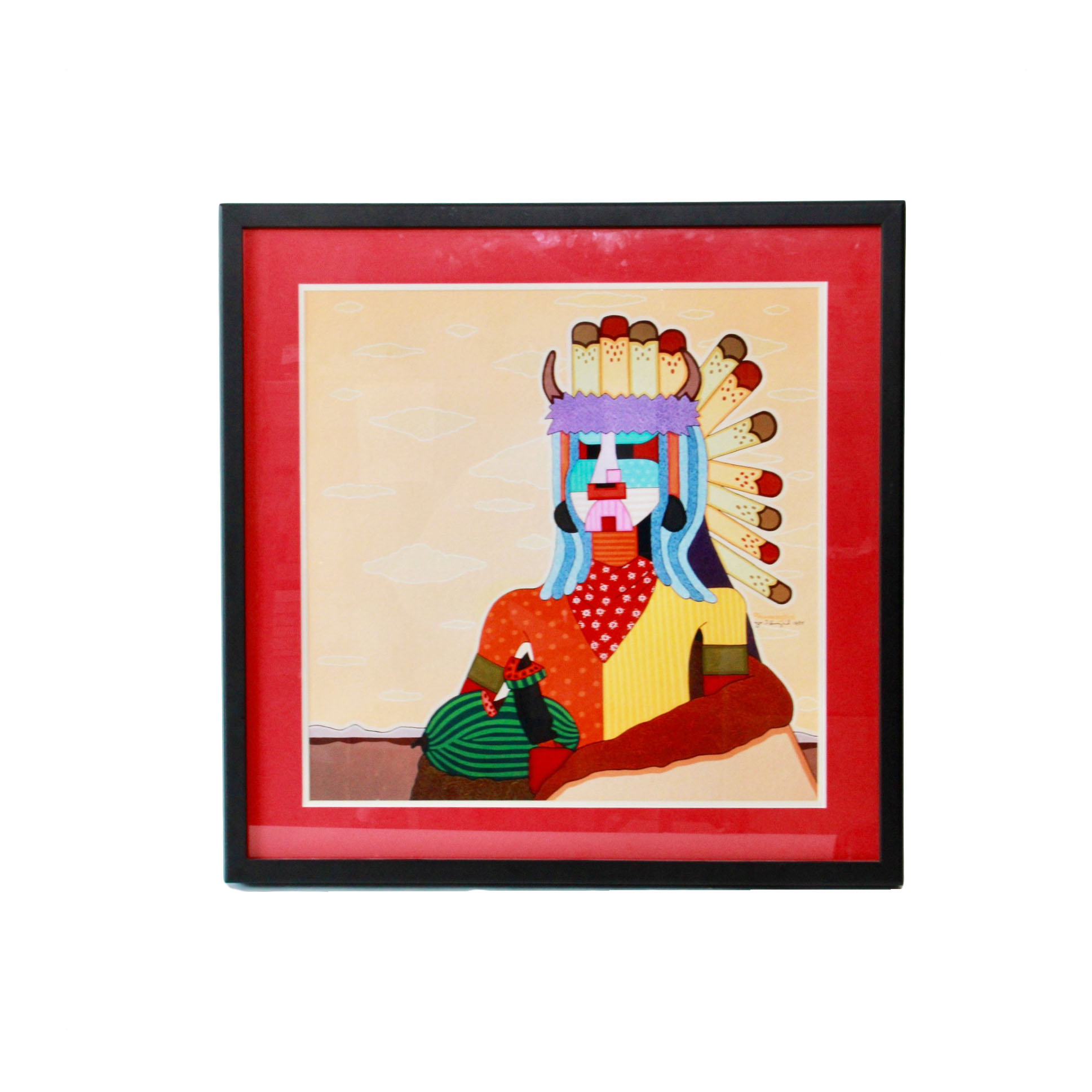 Jesse T. Hummingbird Limited Edition Lithograph "Buffalo Boy Gets the First Bite"