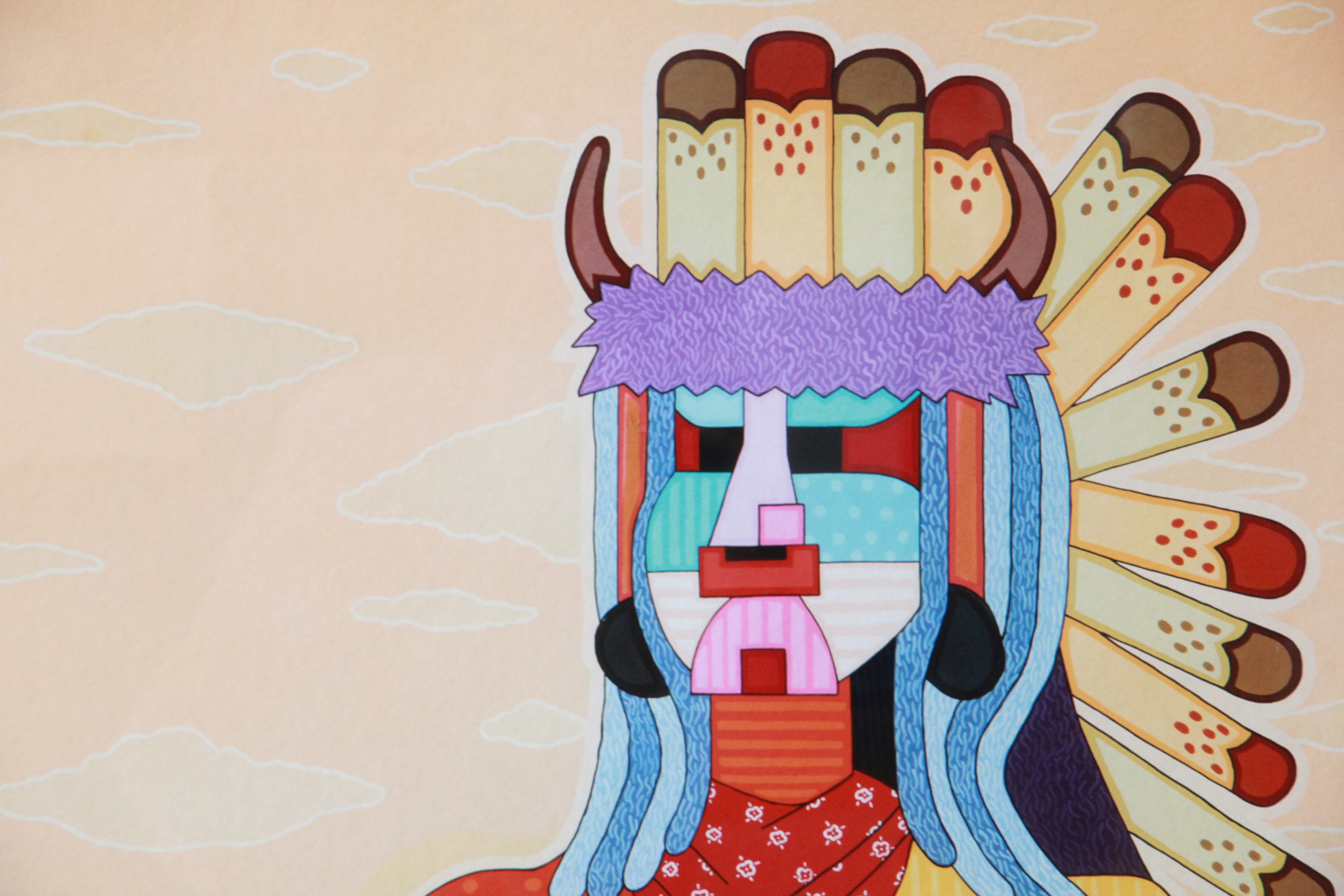 Jesse T. Hummingbird Limited Edition Lithograph "Buffalo Boy Gets the First Bite"