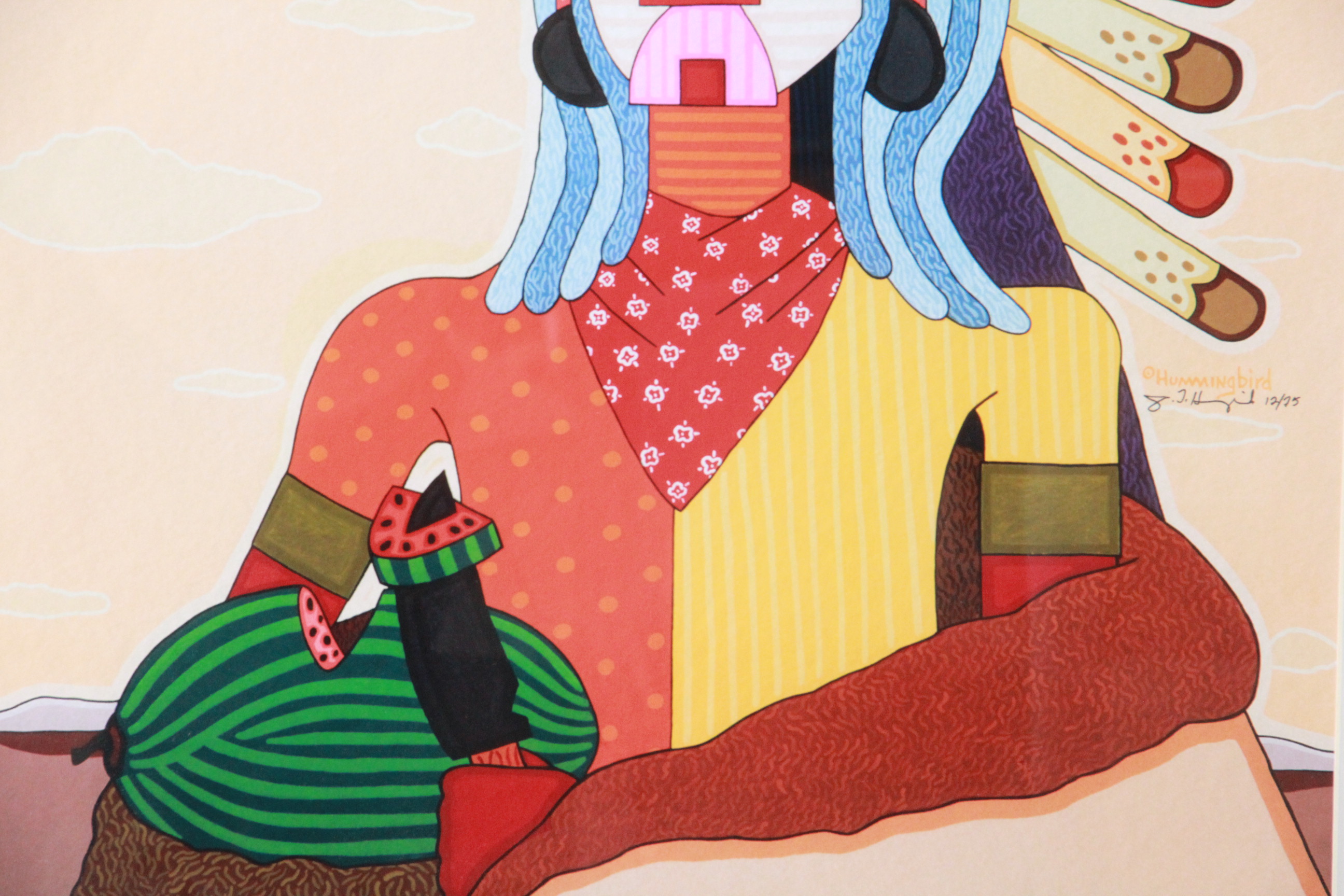 Jesse T. Hummingbird Limited Edition Lithograph "Buffalo Boy Gets the First Bite"