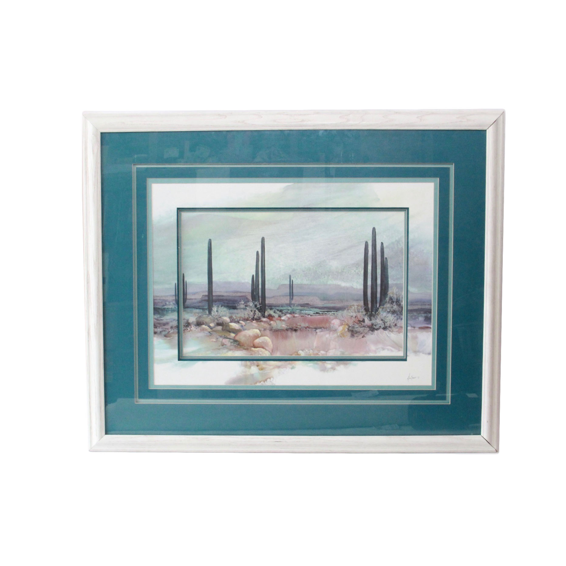 After Adin Shade Offset Lithograph "Southwest Desert Scene"