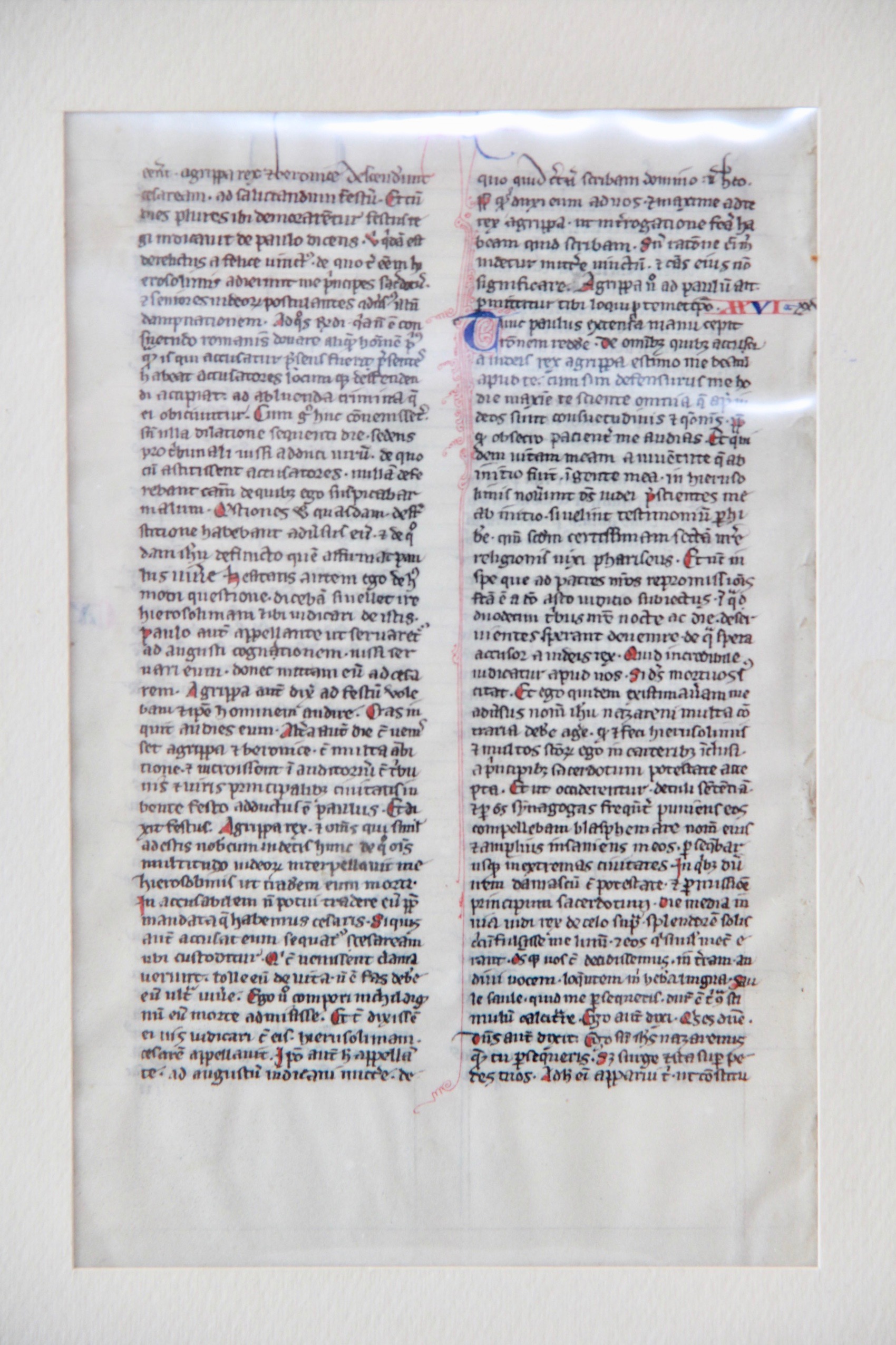 Framed Medieval Manuscript Leaf and 16th Century Hand-Illuminated Printed Pages From Gerard Jansen's "Ten Treaties Concerning the [Catholic] Church"