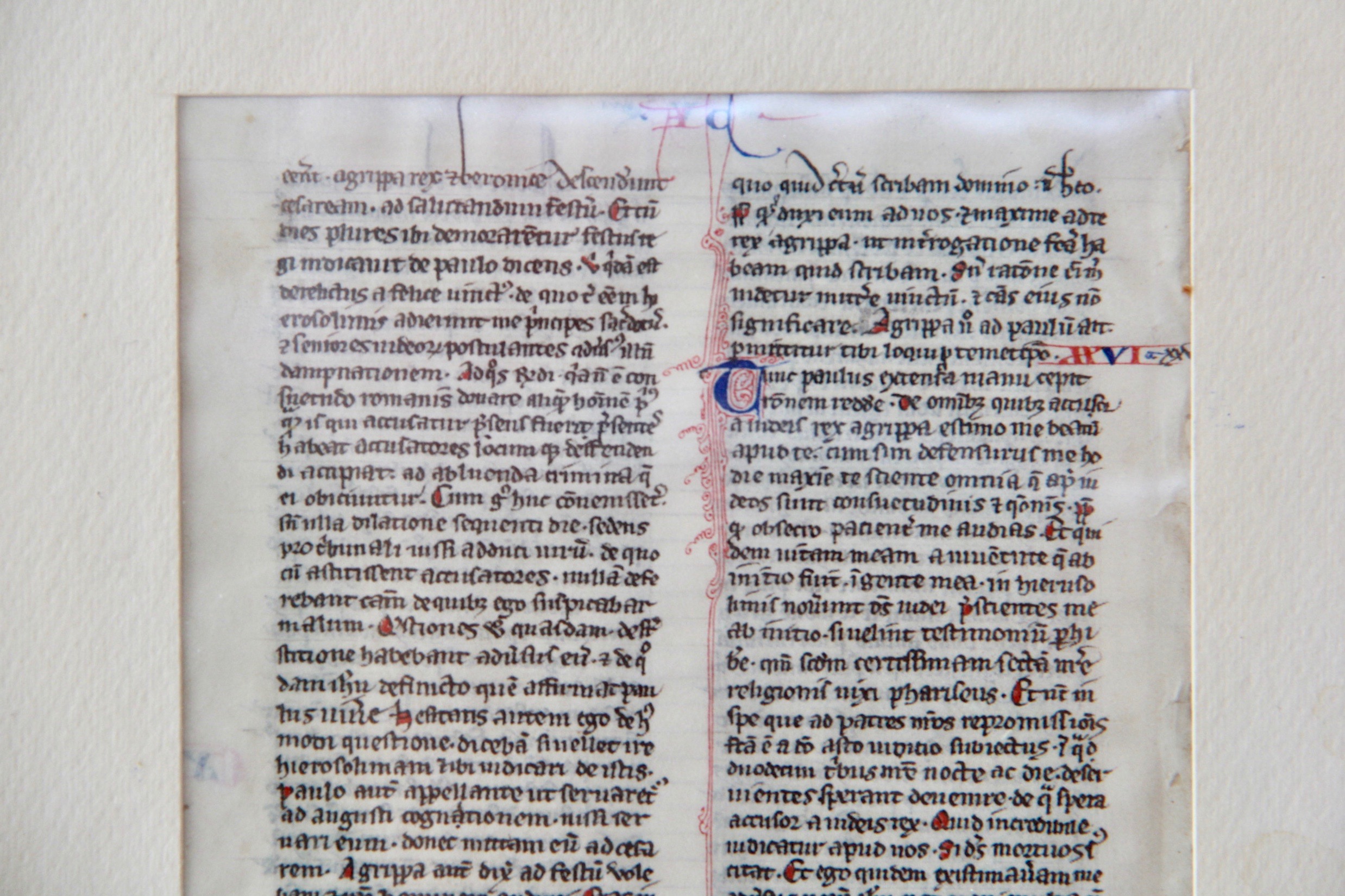 Framed Medieval Manuscript Leaf and 16th Century Hand-Illuminated Printed Pages From Gerard Jansen's "Ten Treaties Concerning the [Catholic] Church"