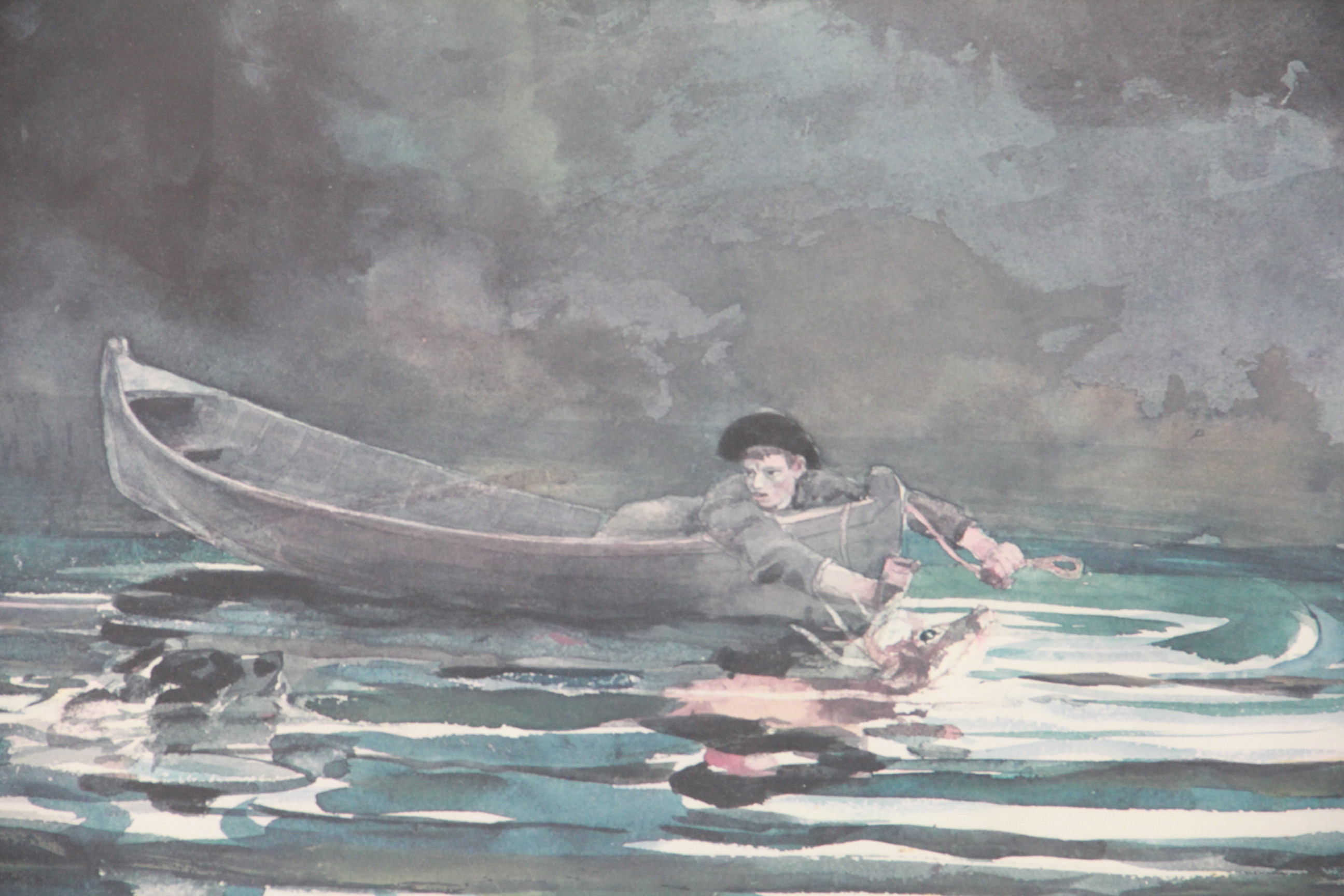 After Winslow Homer Offset Lithographs "The Rise" and "Sketch for Hound and Hunter"