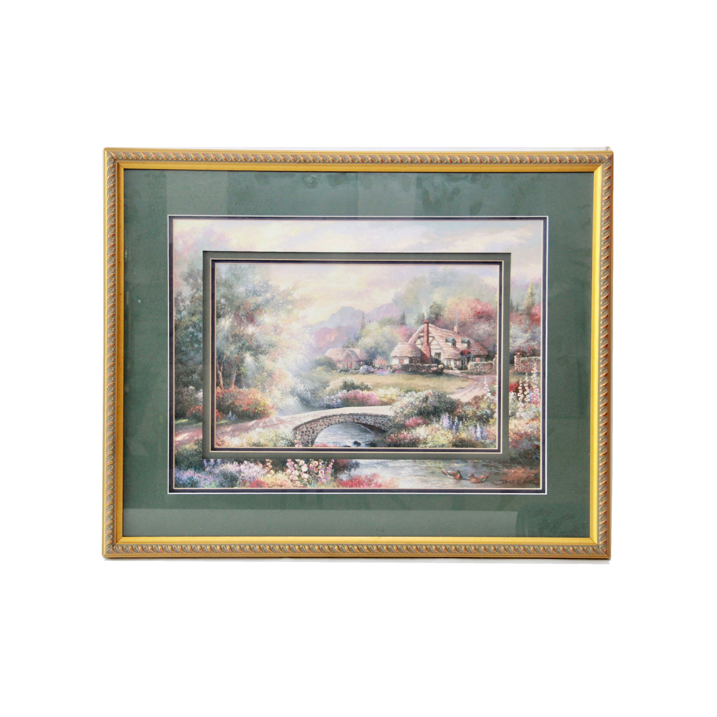 James Lee Offset Lithograph "Country Bridge"