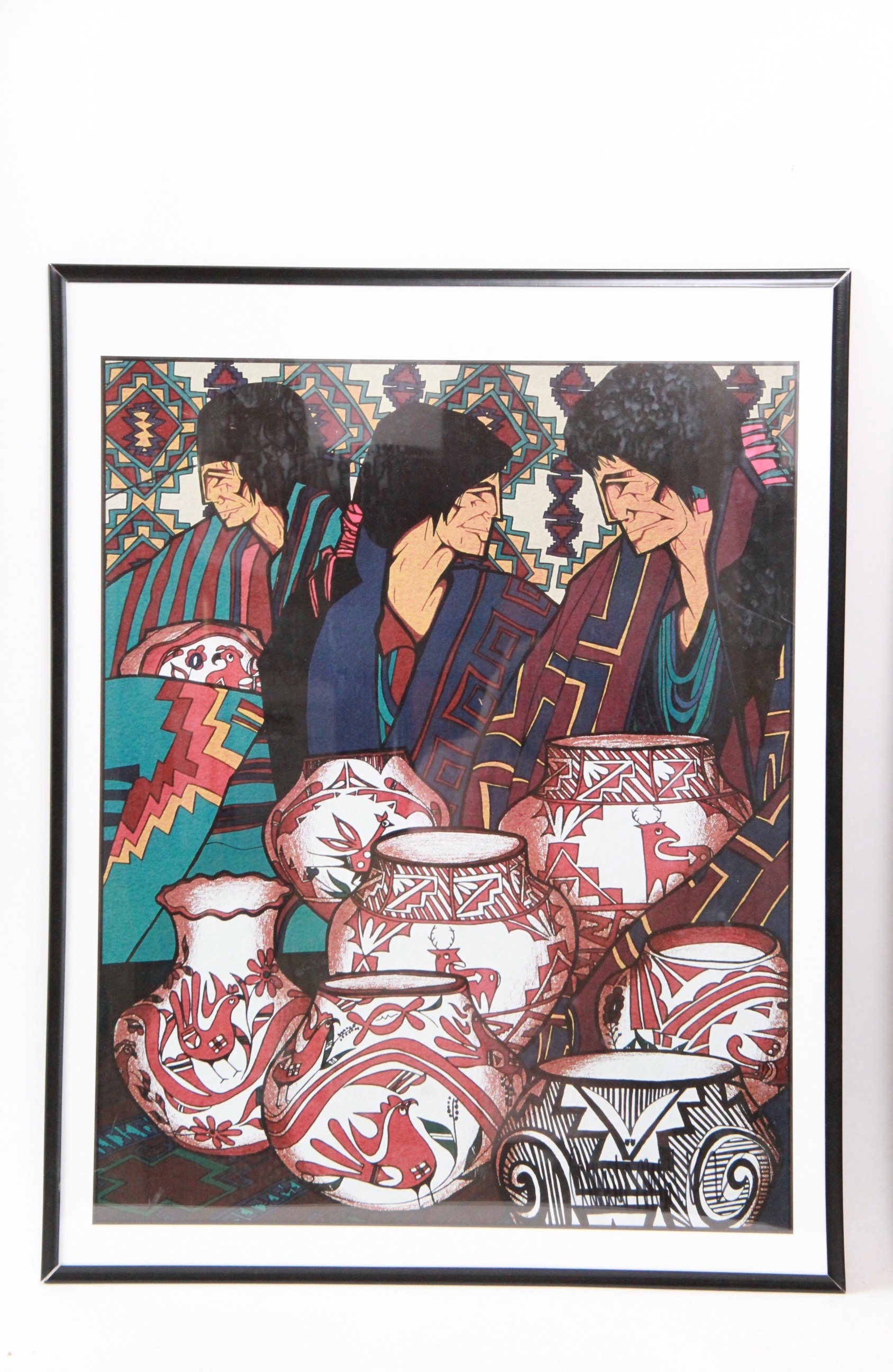 Offset Lithograph and Painting Featuring Amado Pena