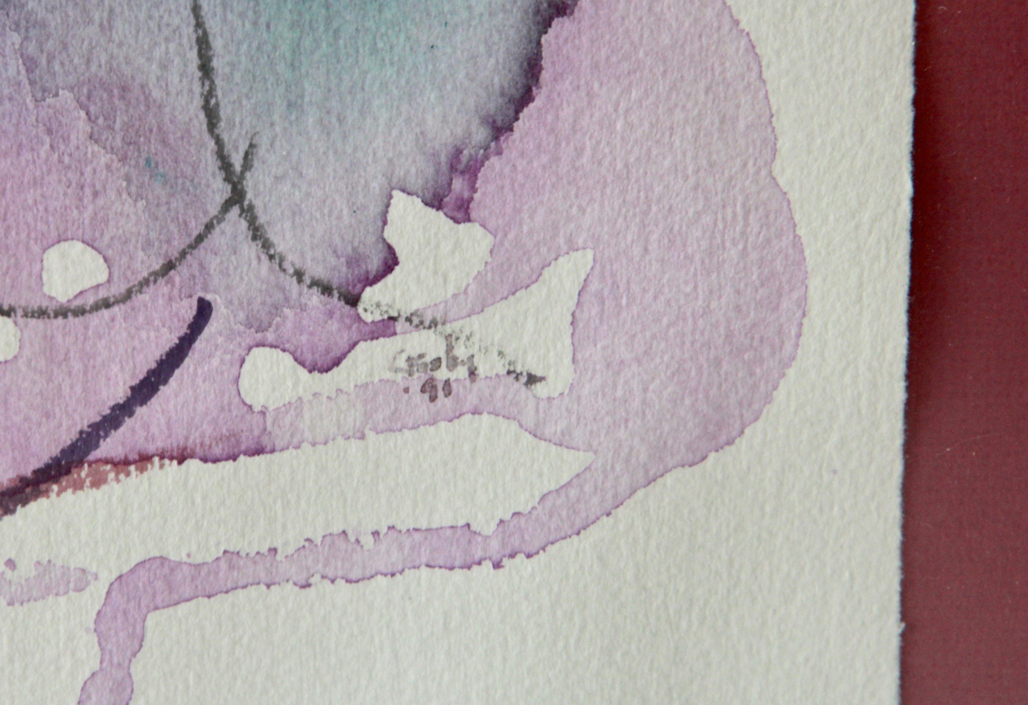 Watercolor Paintings and Color Pencil Drawing on Paper of Abstract Scenes