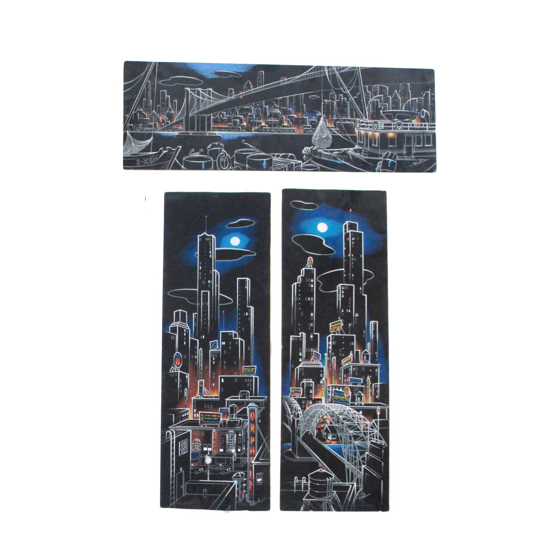 After Bunnell Hand Printed Cityscapes