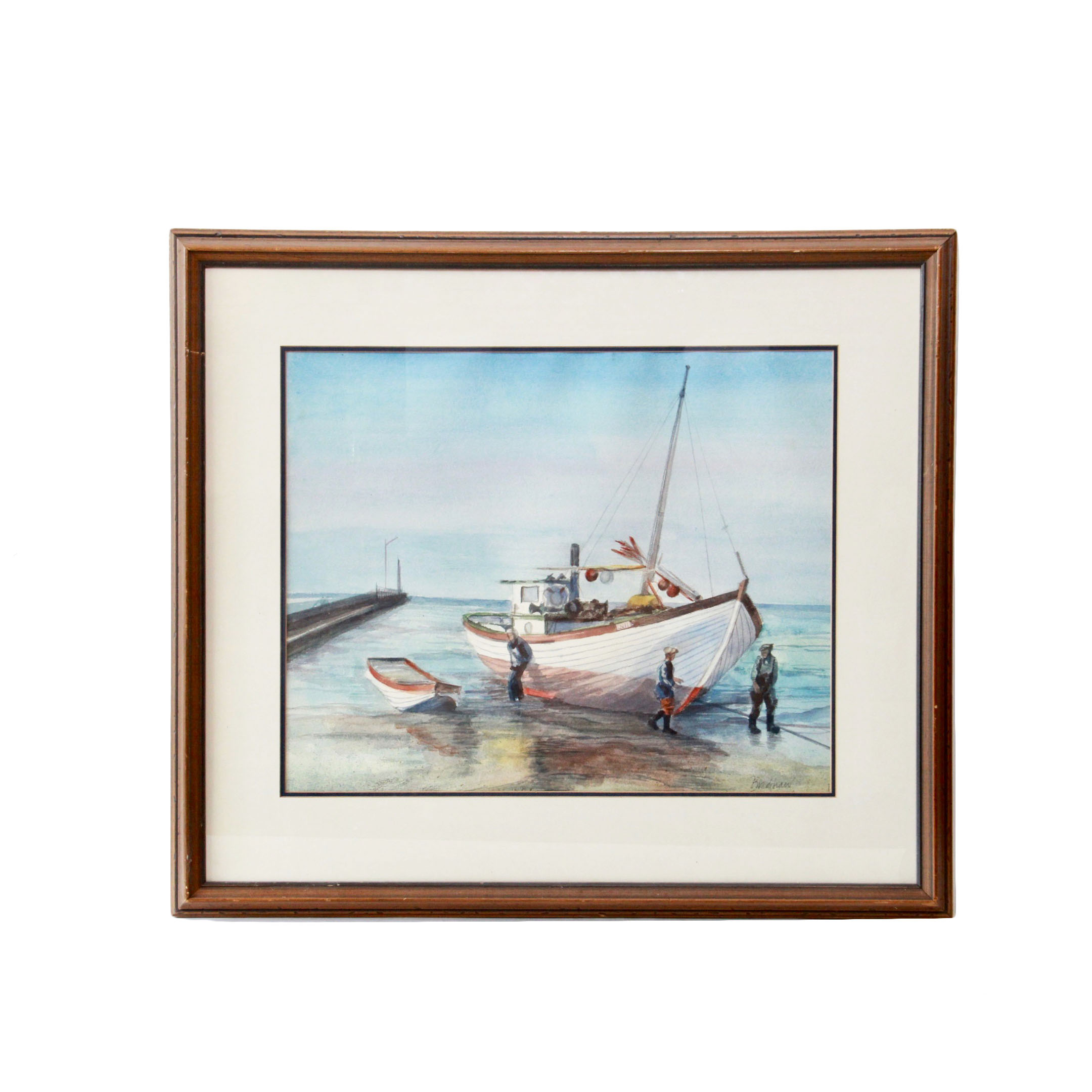 Bradshaw Watercolor Painting of Boat