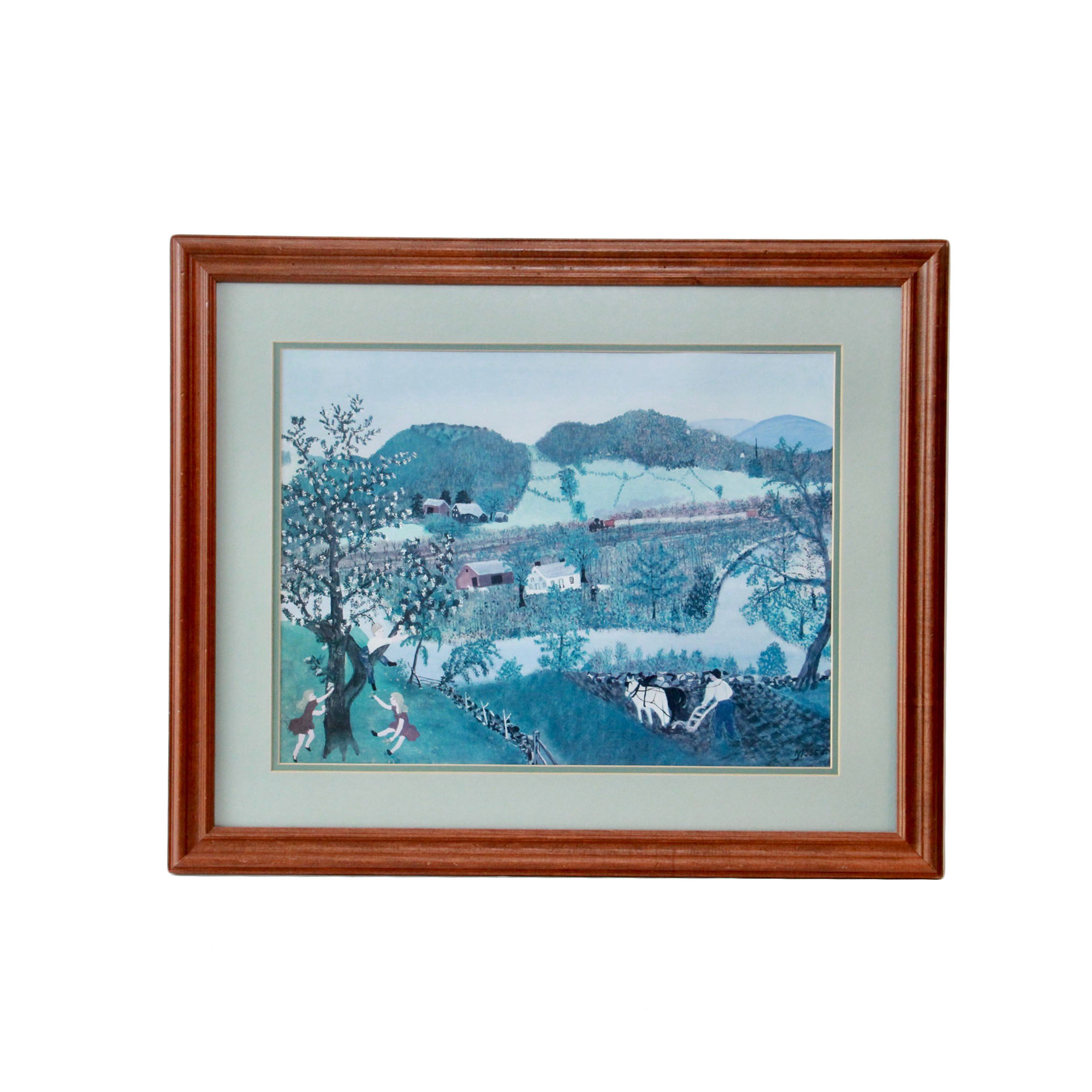 After Grandma Moses Offset Lithograph "Hoosick River Summer"