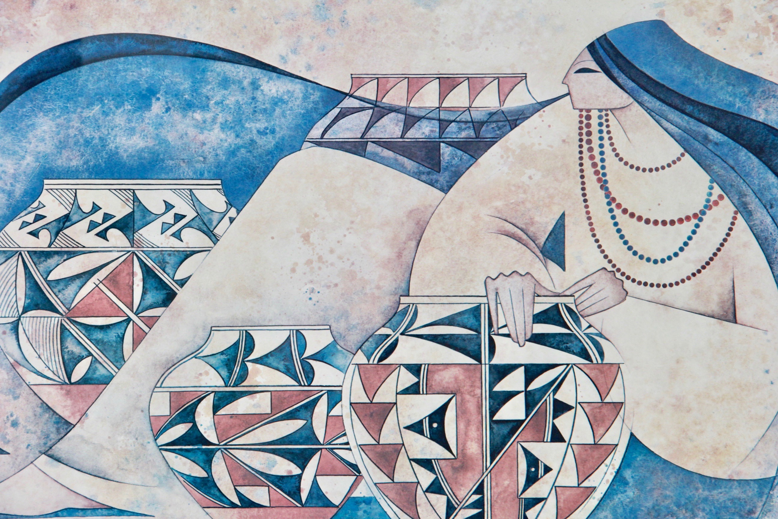 After G.E. Mullan Offset Lithograph of Woman Making Pottery