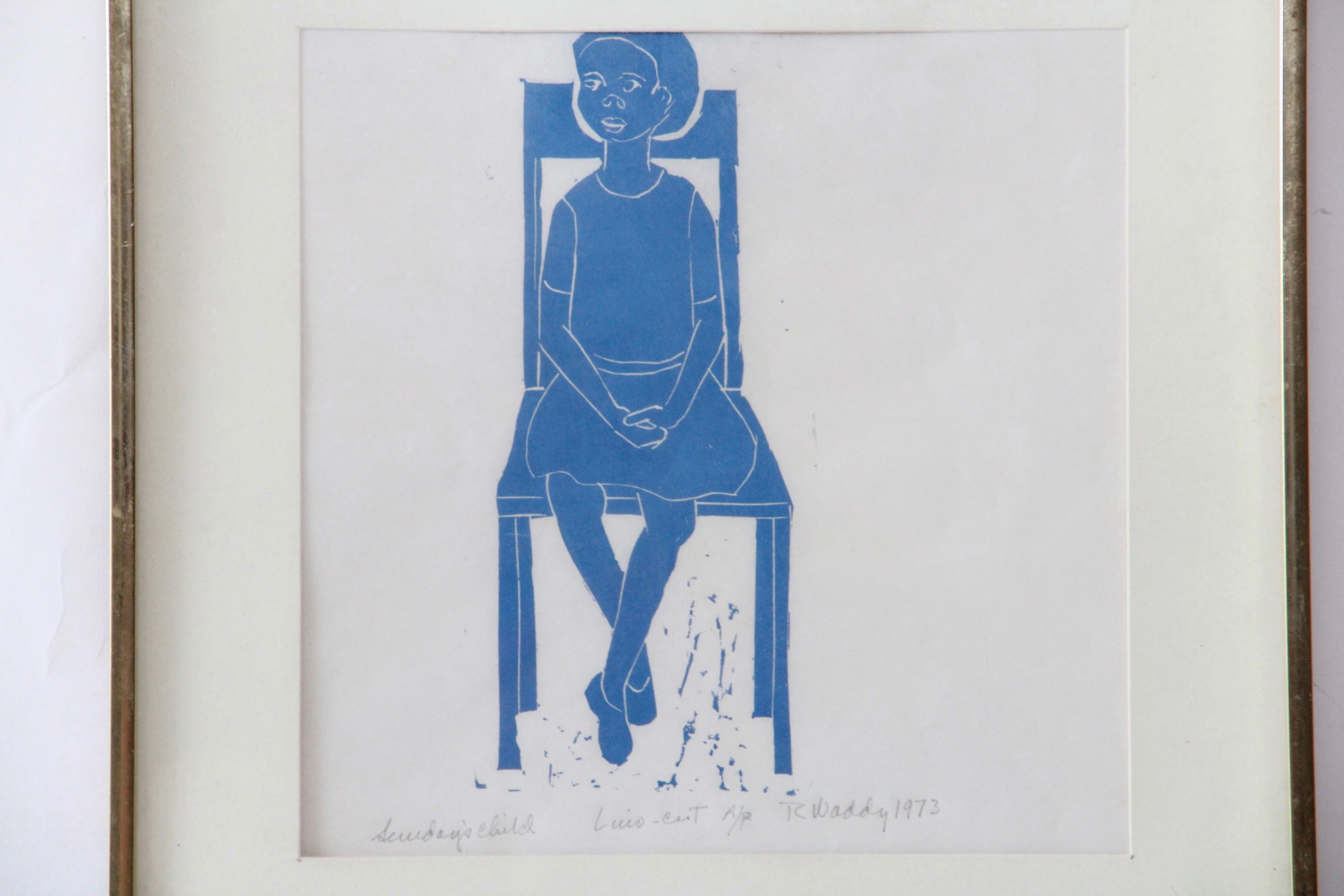 R. Waddy Linocut Artist Proof "Sunday's Child"