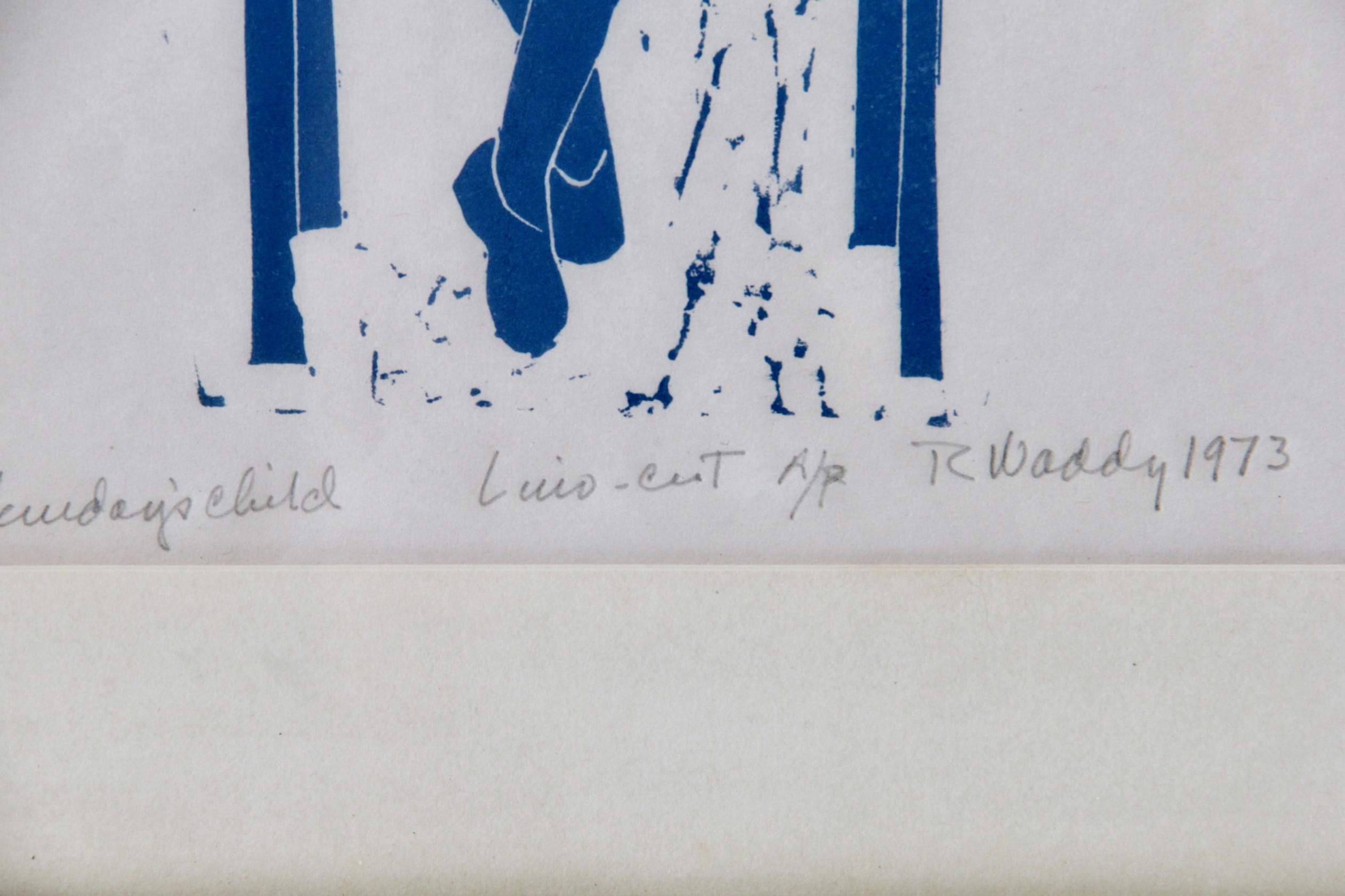R. Waddy Linocut Artist Proof "Sunday's Child"