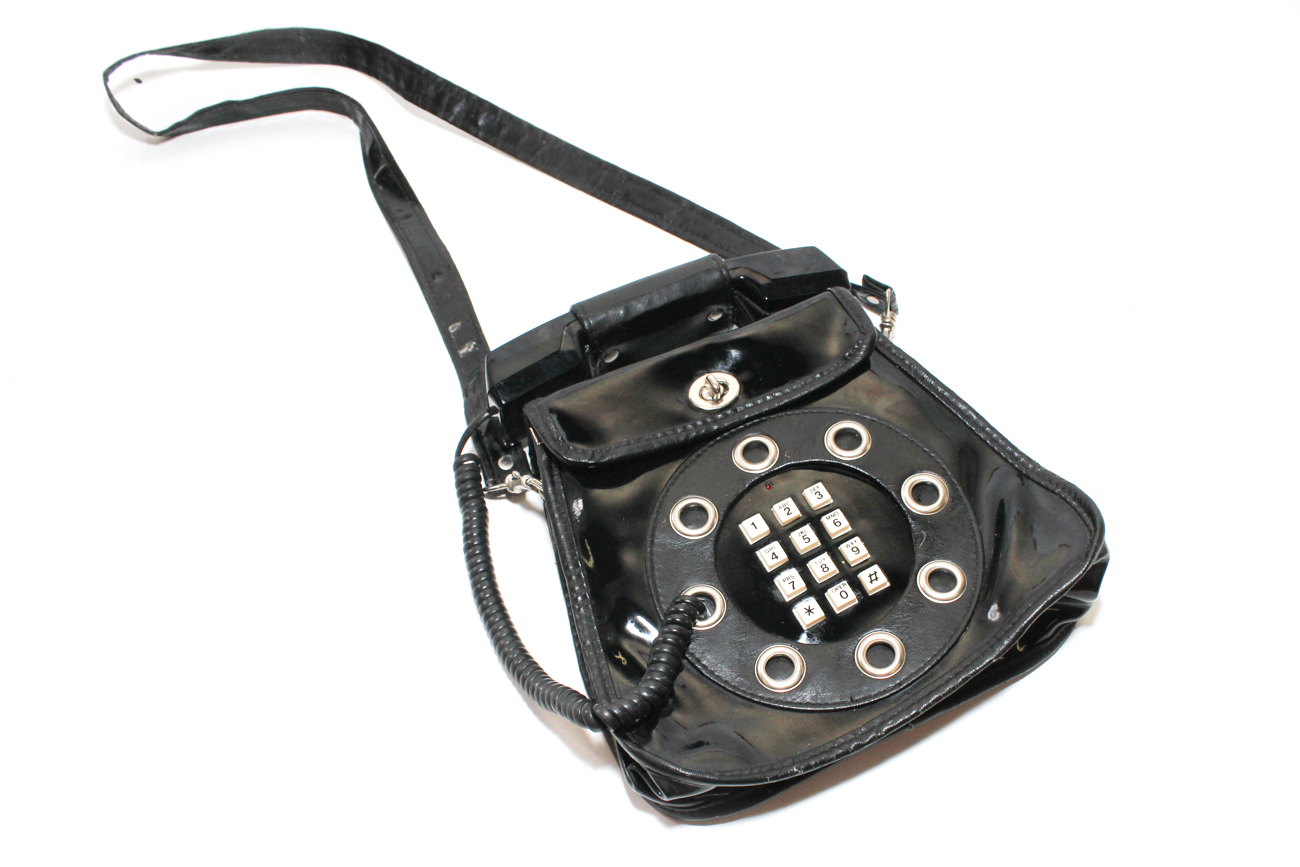 1970s Black Vinyl Telephone Purse