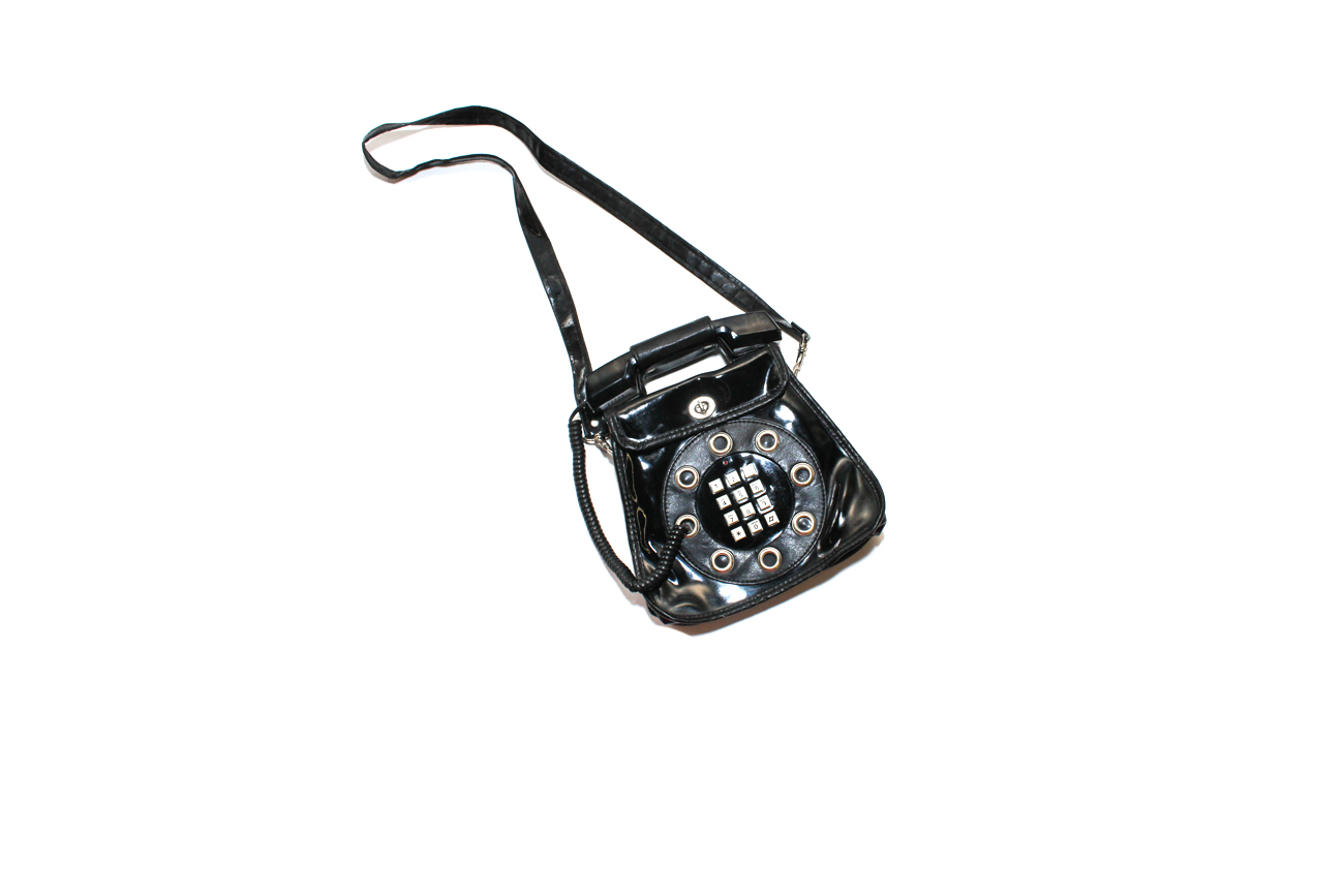 1970s Black Vinyl Telephone Purse