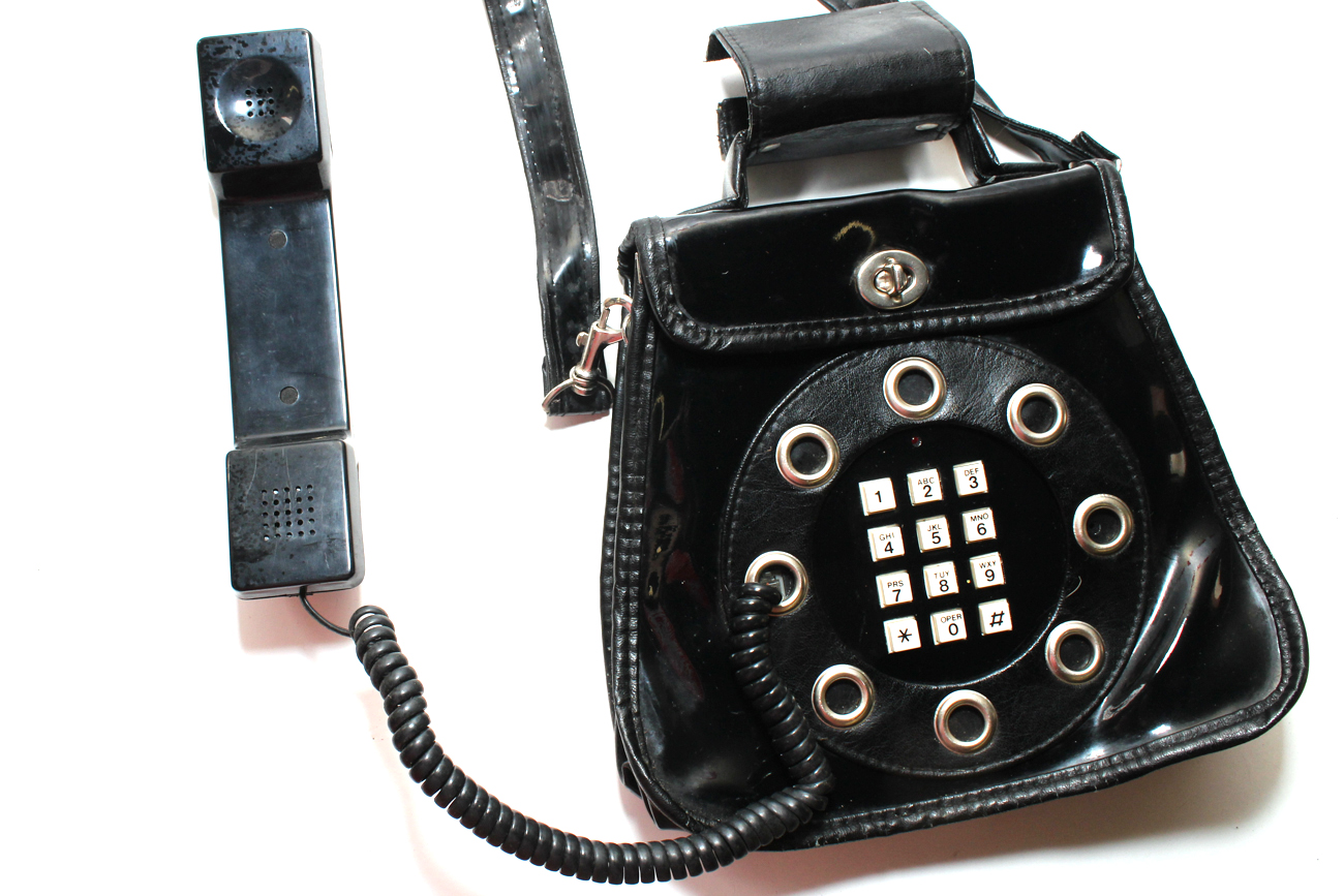 1970s Black Vinyl Telephone Purse