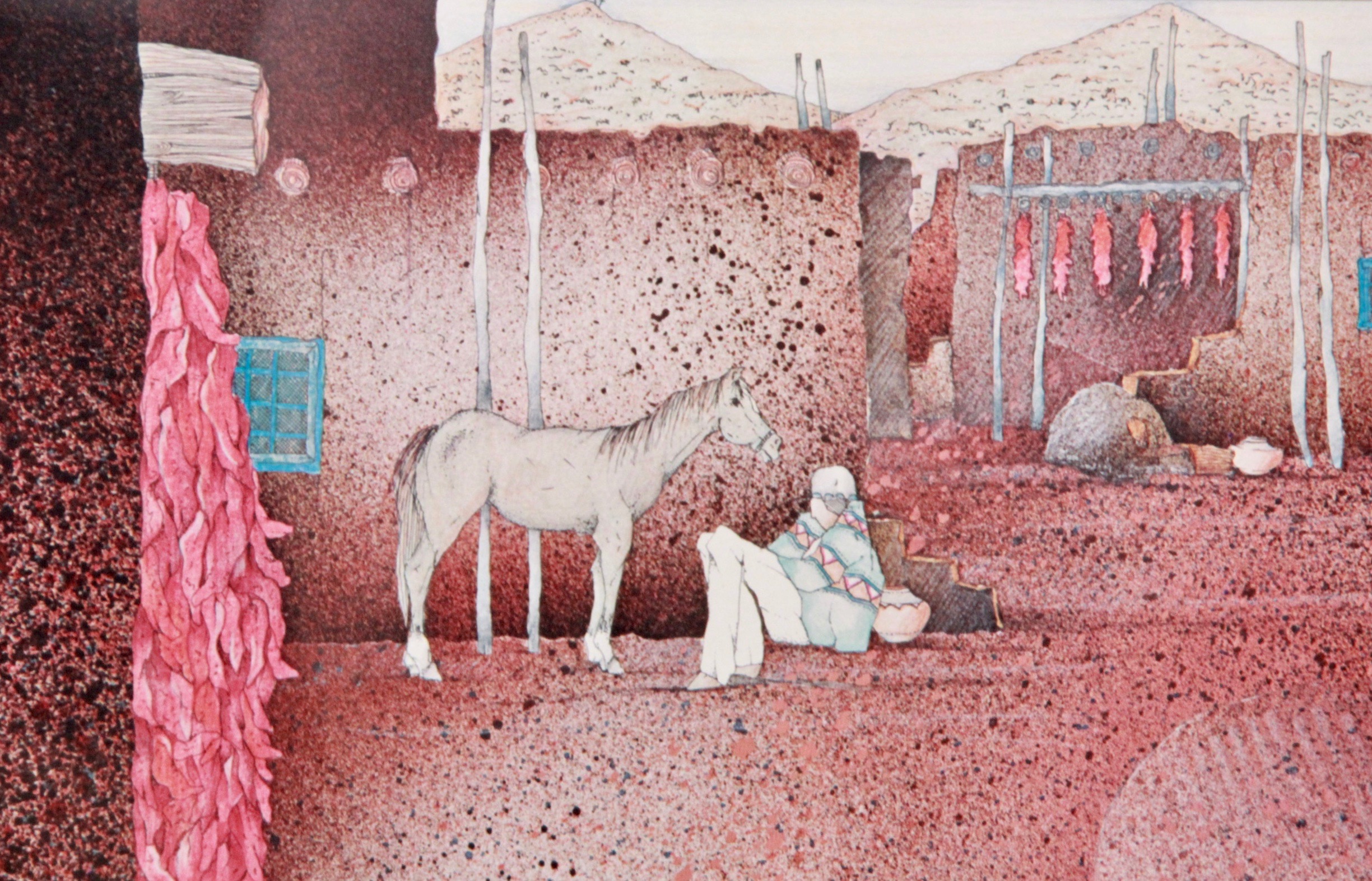 After Amado Peña Offset Lithograph "Dos y el Pueblo"