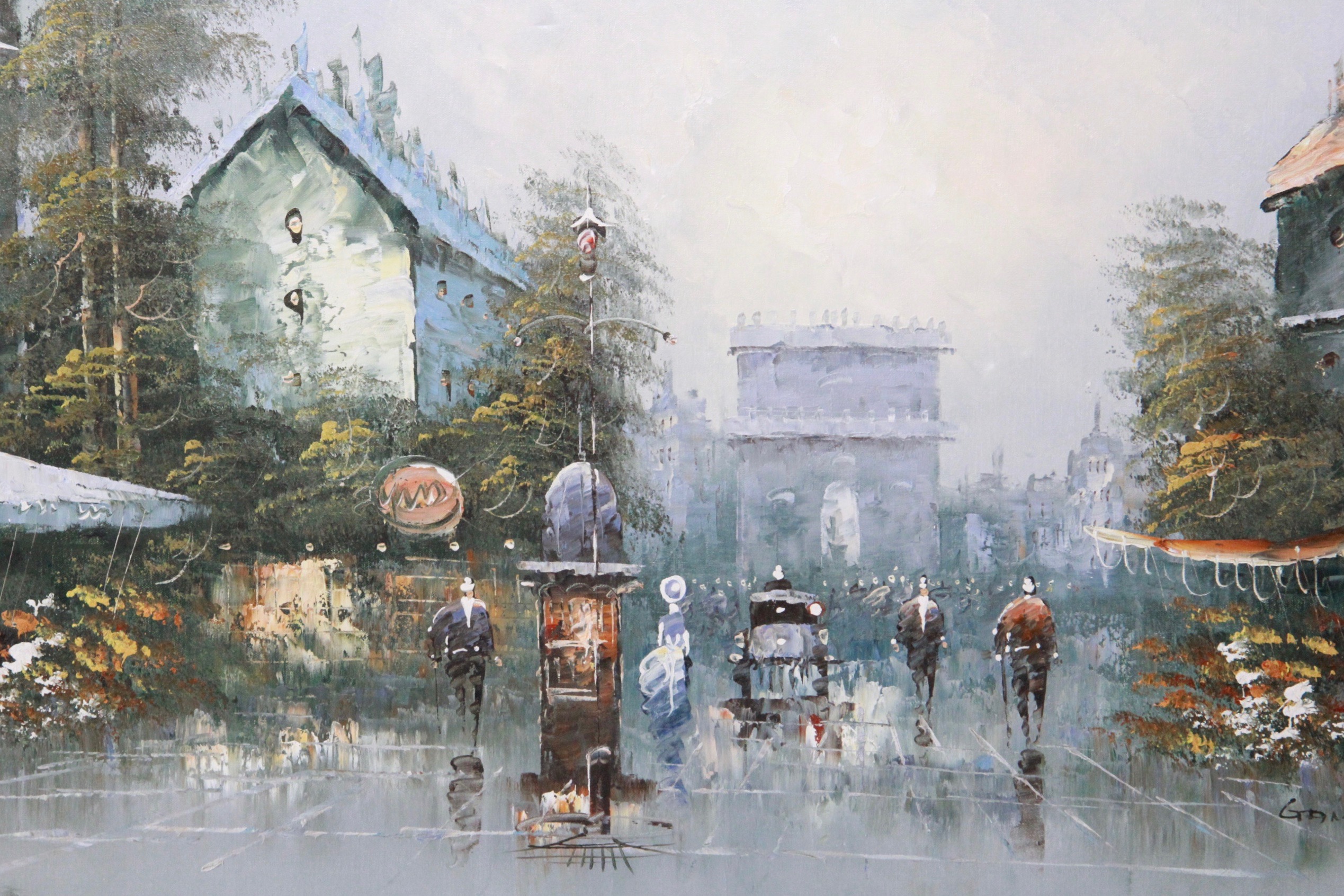 Oil Painting on Canvas of Parisian Street Scene