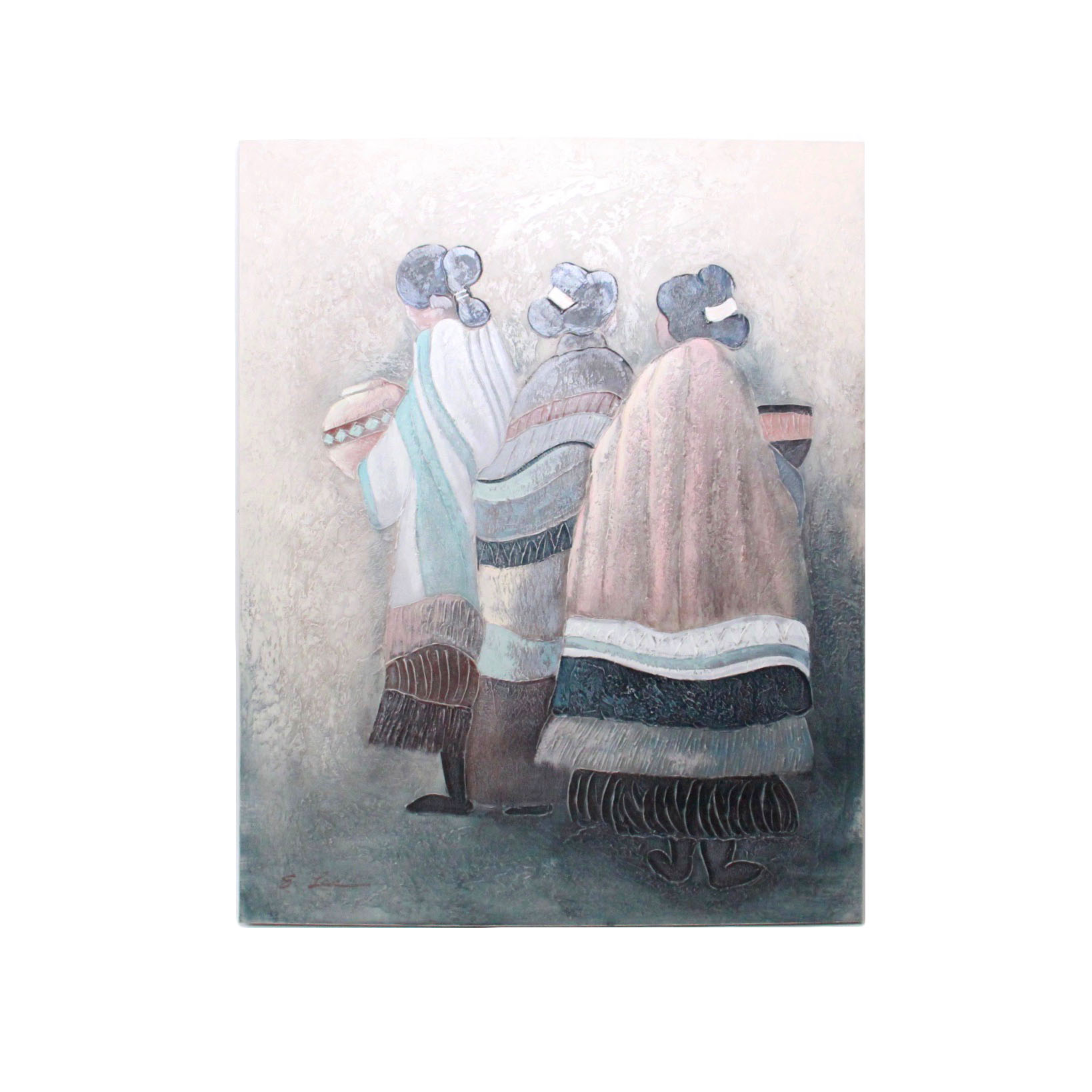Original Oil on Stretched Canvas of Southwestern Style Women
