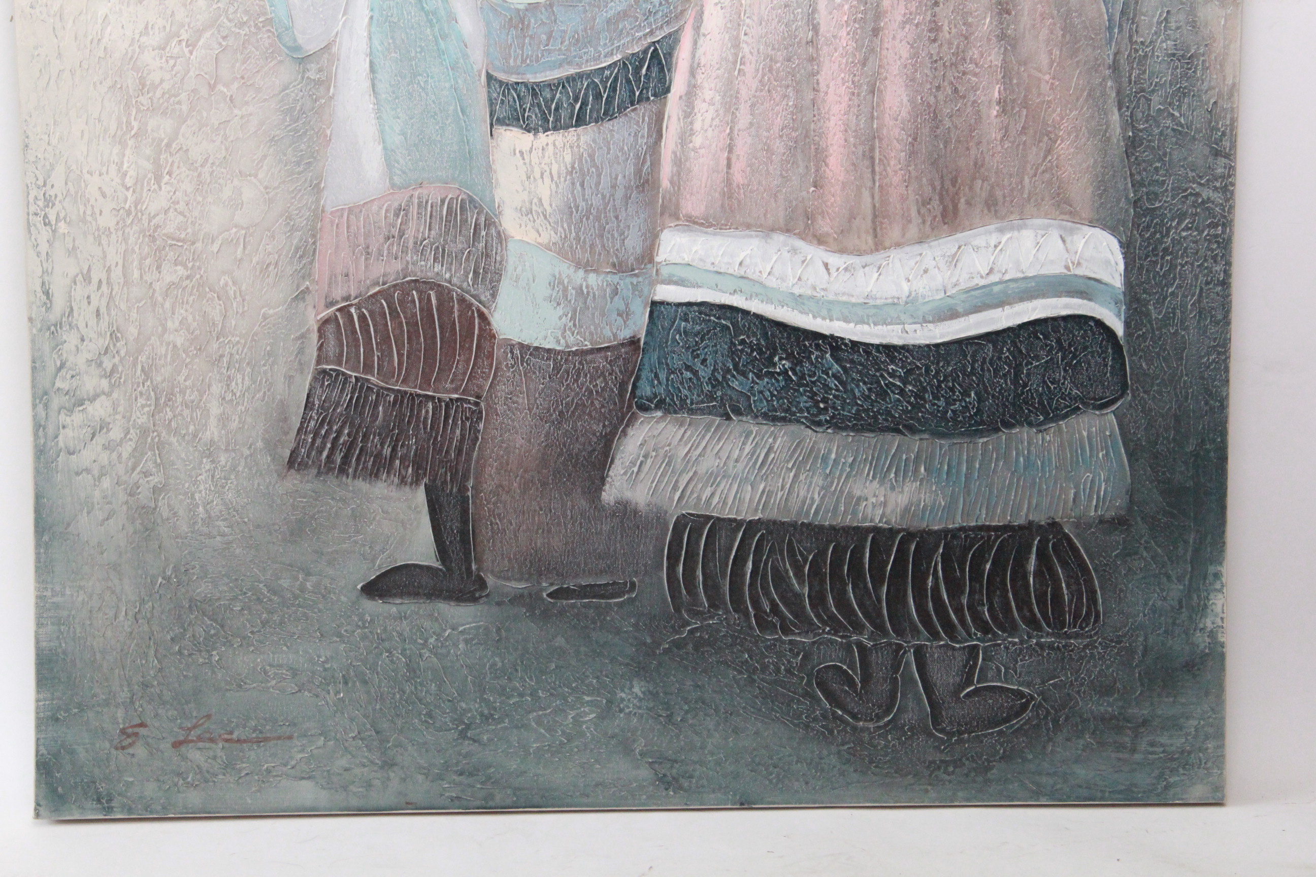 Original Oil on Stretched Canvas of Southwestern Style Women