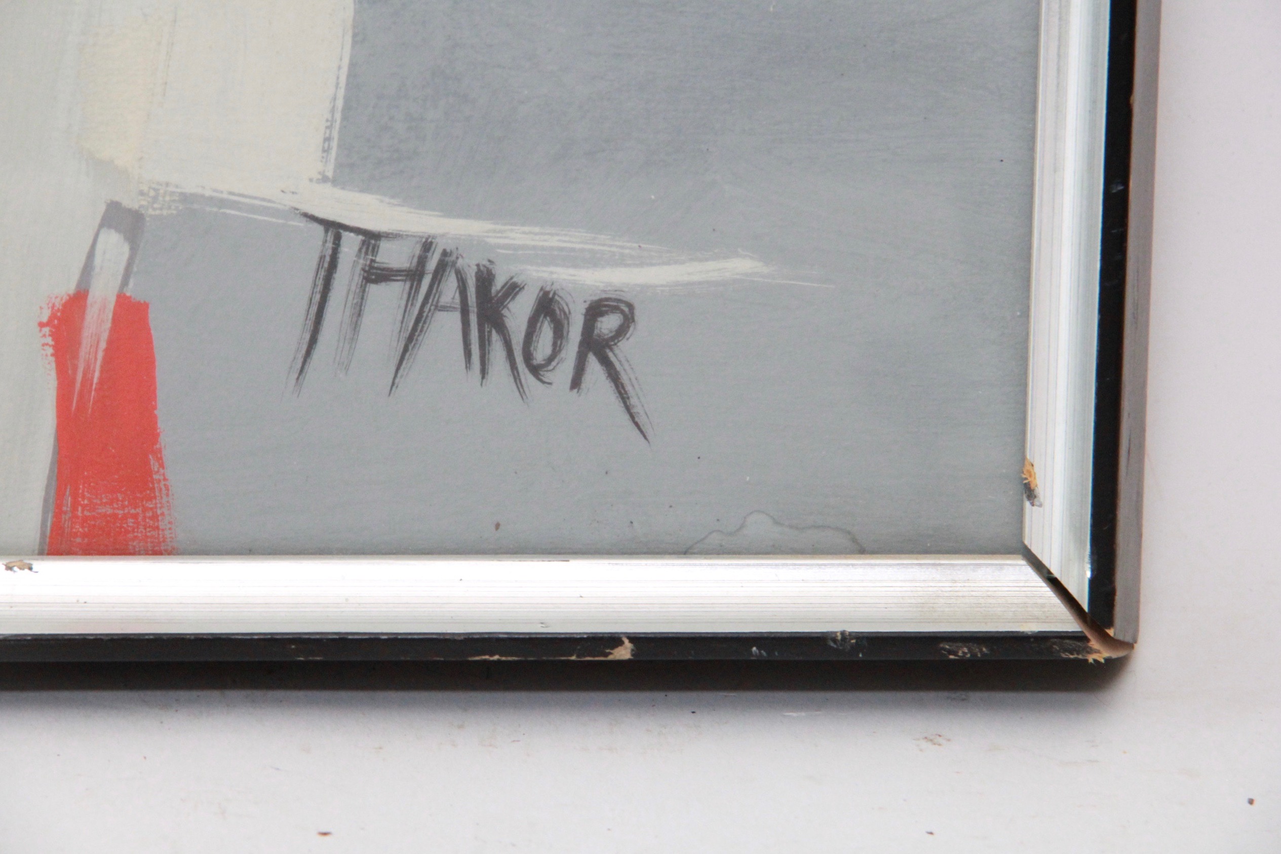 Thakor Patel Acrylic Painting on Paper "Looking Down"