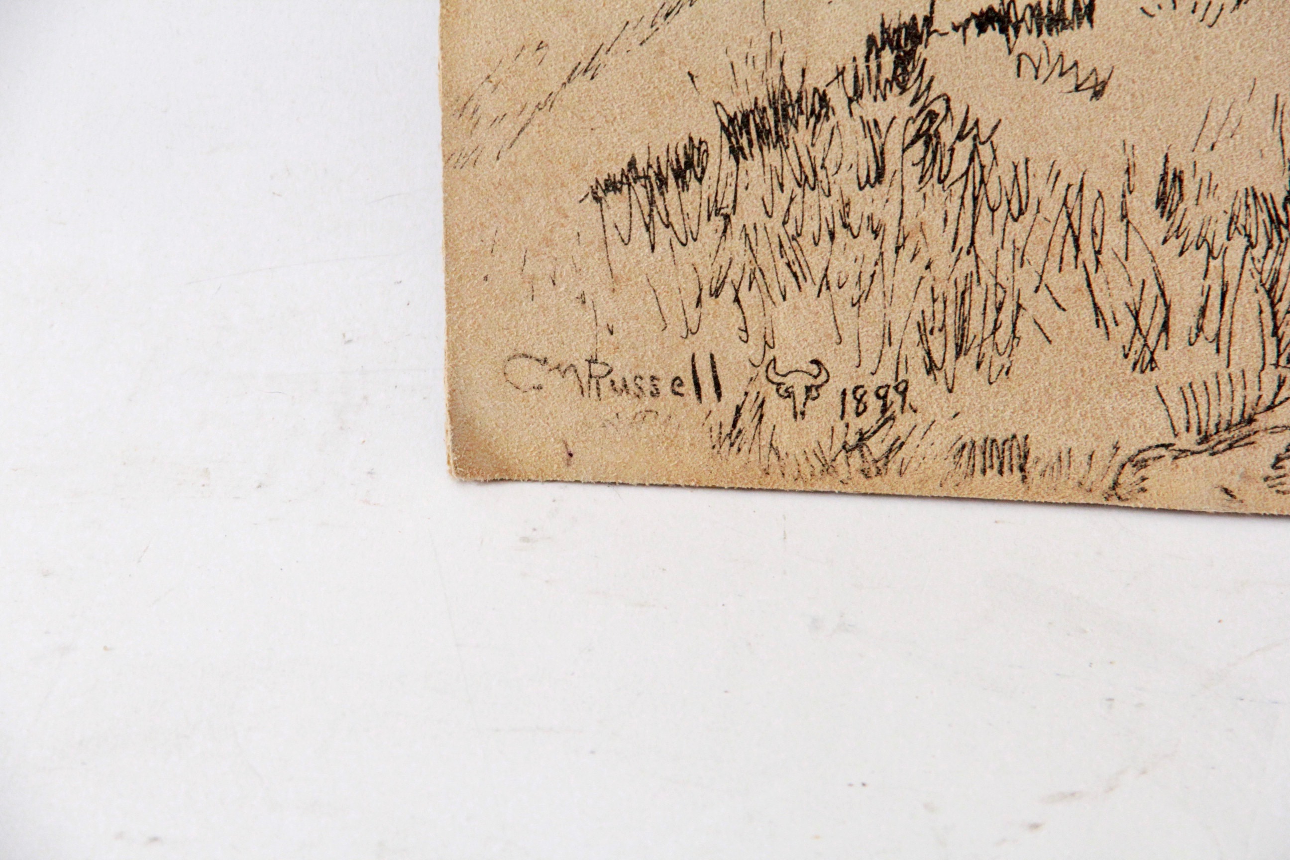 After Charles Marion Russell Print on Leather "The Hold Up (20 Miles to Deadwood)"