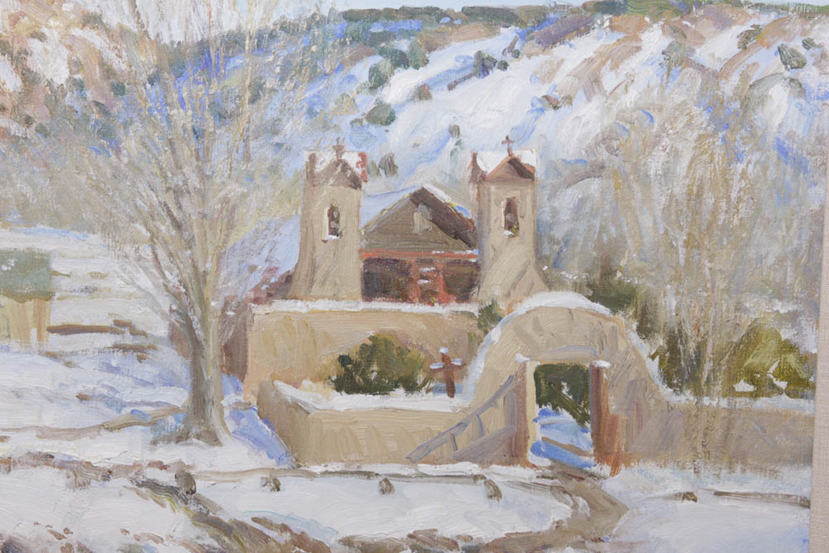 John O. Encinias Original Oil Painting "Santurio de Chimayo"