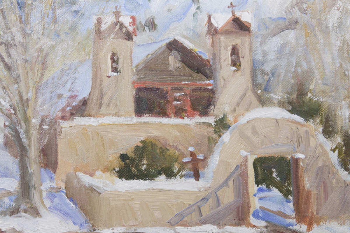 John O. Encinias Original Oil Painting "Santurio de Chimayo"