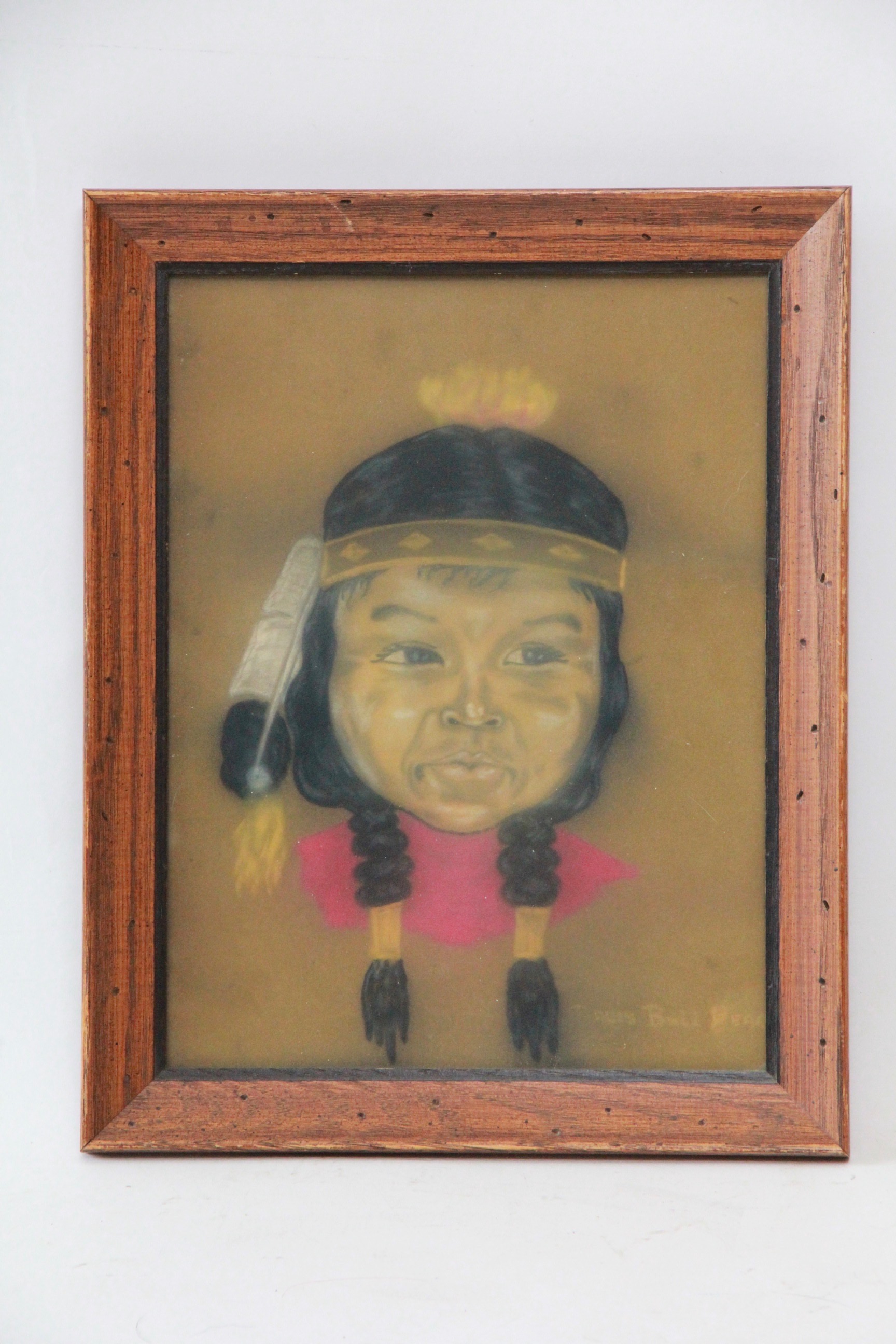 Russel Noganosh Silk Screen "IX" and CM Russel Reproduction Print on Leather