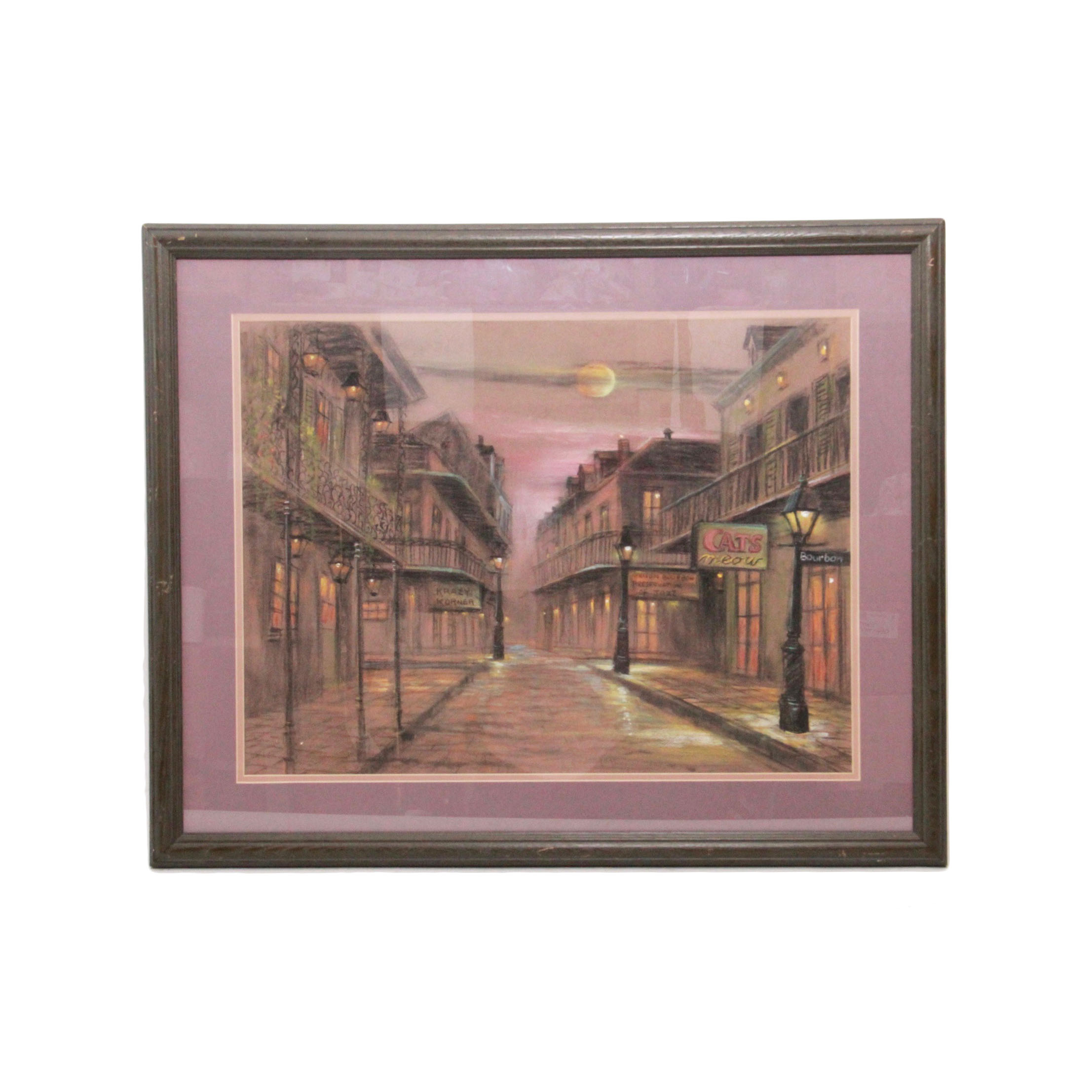 Acrylic on Paper of New Orleans French Quarter Cityscape