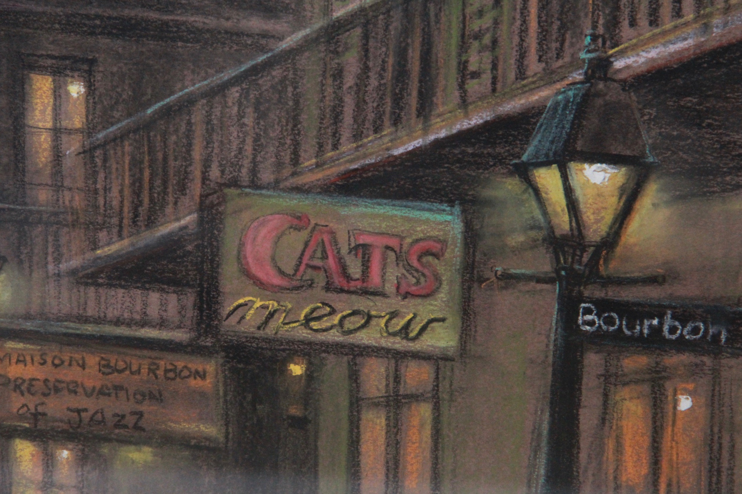 Acrylic on Paper of New Orleans French Quarter Cityscape