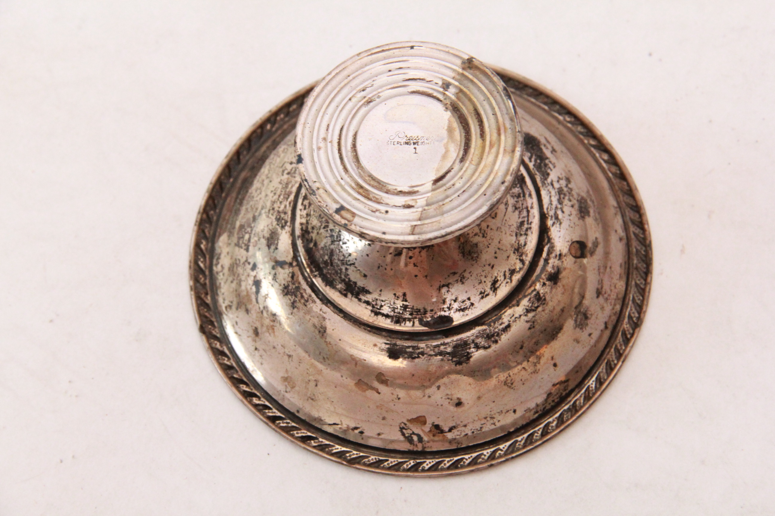 Weighted Sterling Silver Candle Holders With Preisner Compote