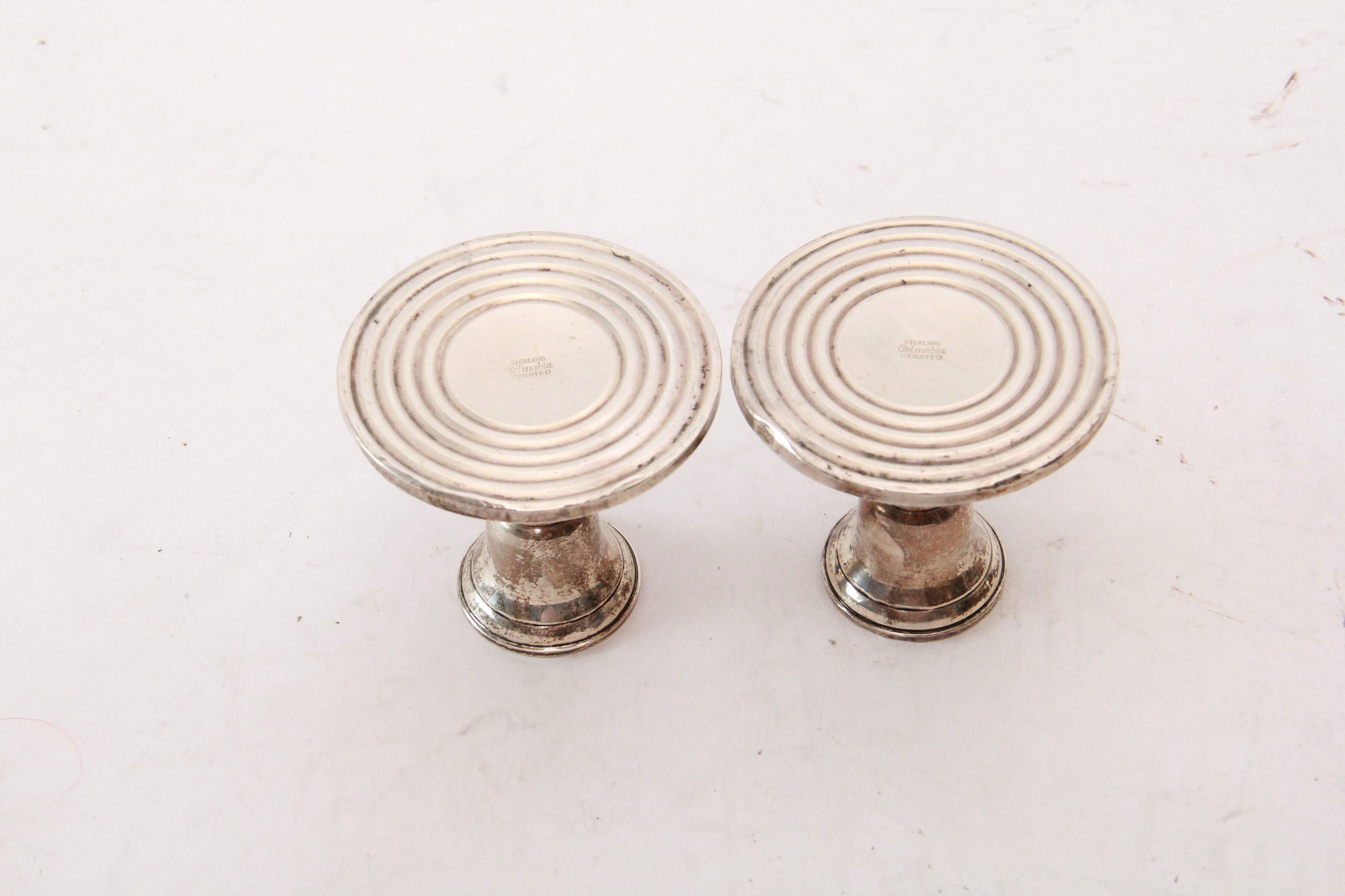 Weighted Sterling Silver Candle Holders With Preisner Compote