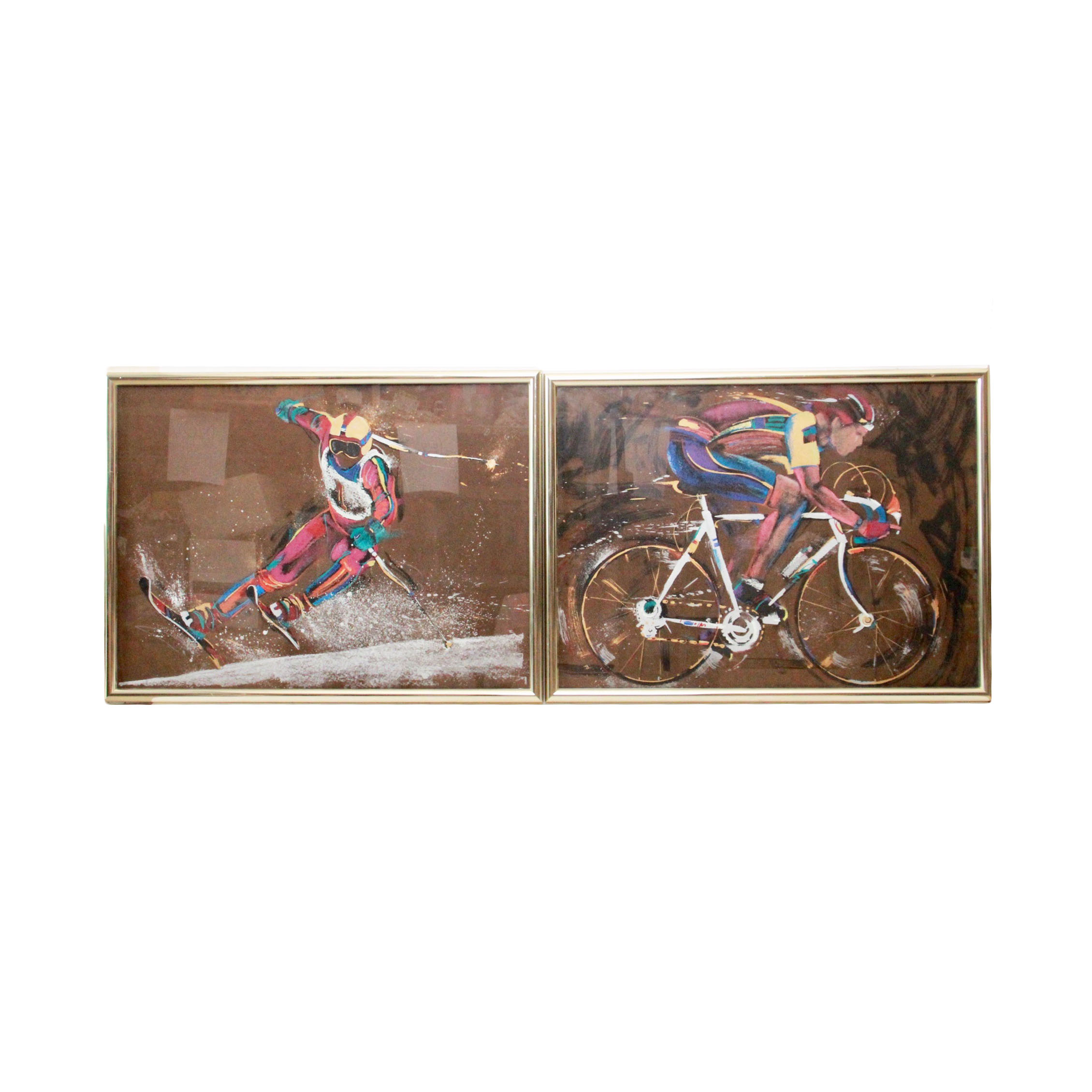 Terry Rose Limited Edition Silk Screen Prints "Downhill Racer" and "Le Tour"