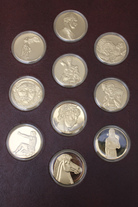 "The Art Treasures of Ancient Greece" 24K Gold and Bronze Art Medal Set Published by the Franklin Mint