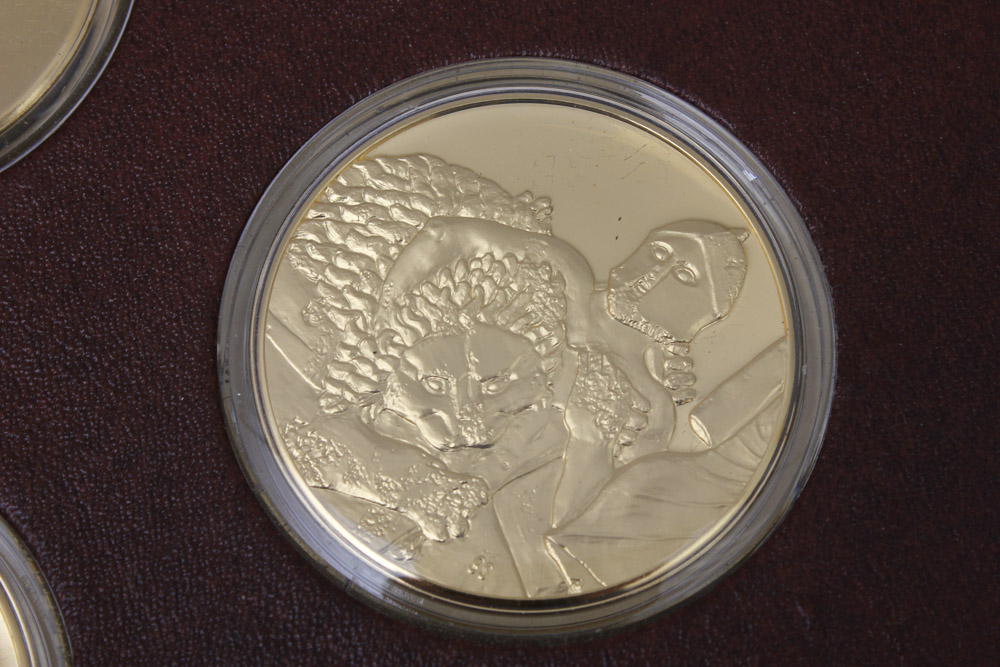 "The Art Treasures of Ancient Greece" 24K Gold and Bronze Art Medal Set Published by the Franklin Mint