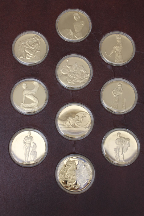 "The Art Treasures of Ancient Greece" 24K Gold and Bronze Art Medal Set Published by the Franklin Mint